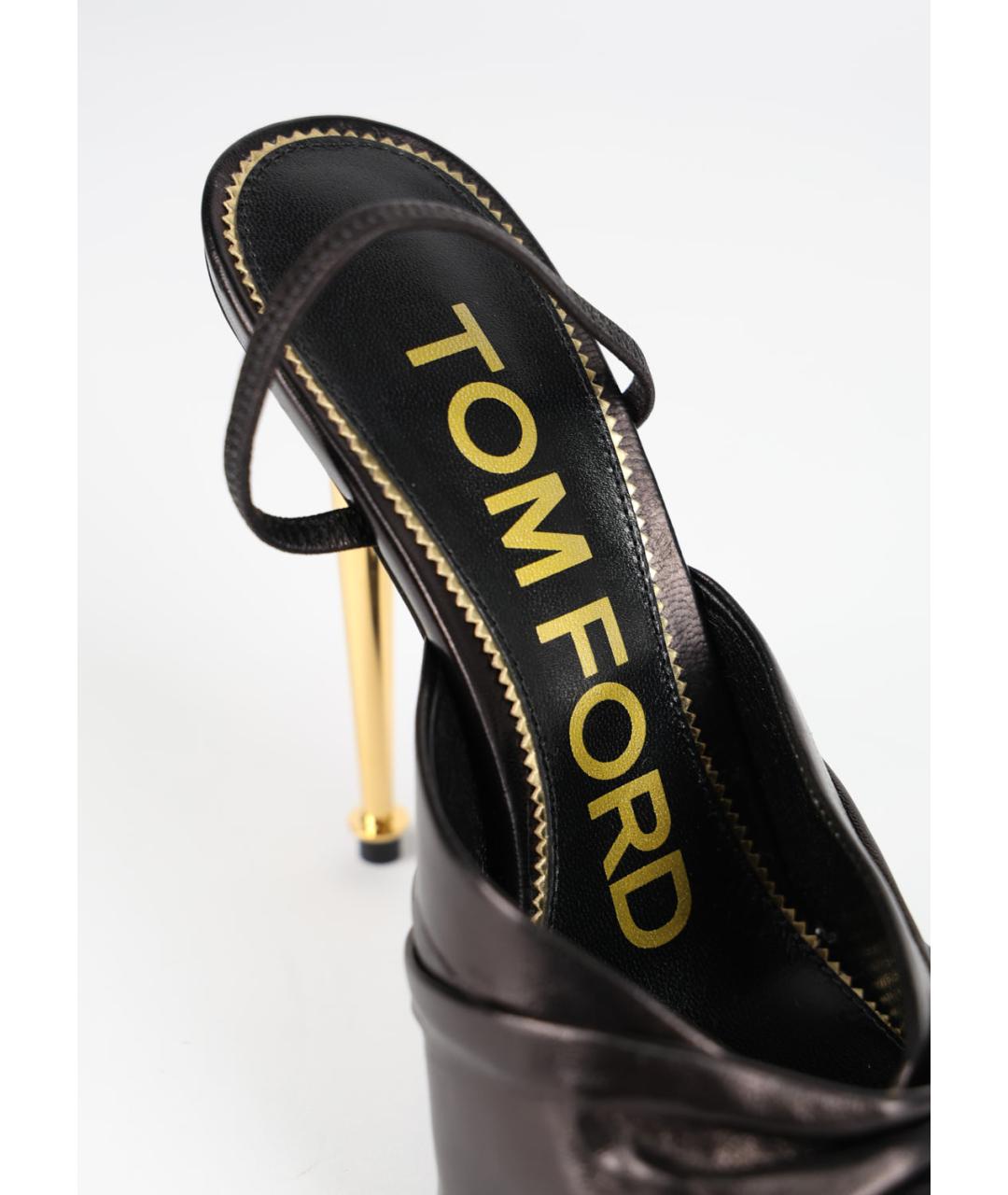 TOM FORD Черные кожаные босоножки, фото 3