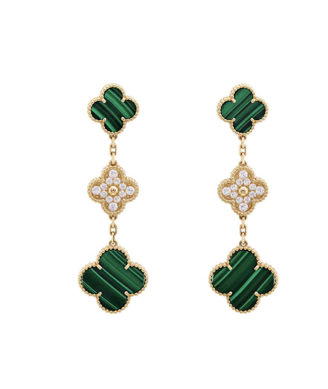 VAN CLEEF & ARPELS Зеленые серьги из желтого золота, фото 1