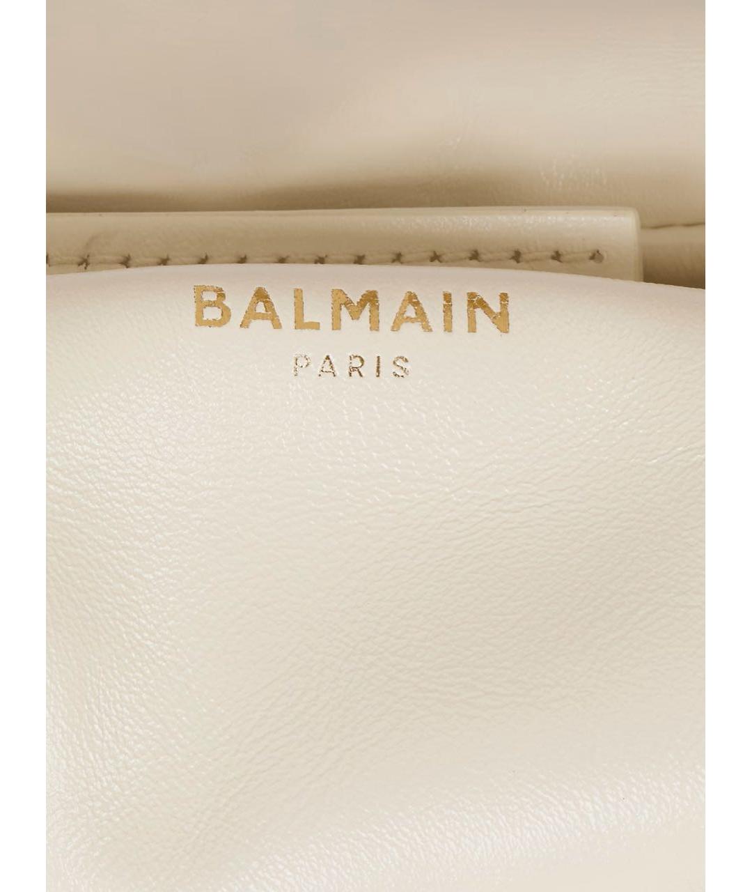 BALMAIN Бежевая кожаная сумка с короткими ручками, фото 7
