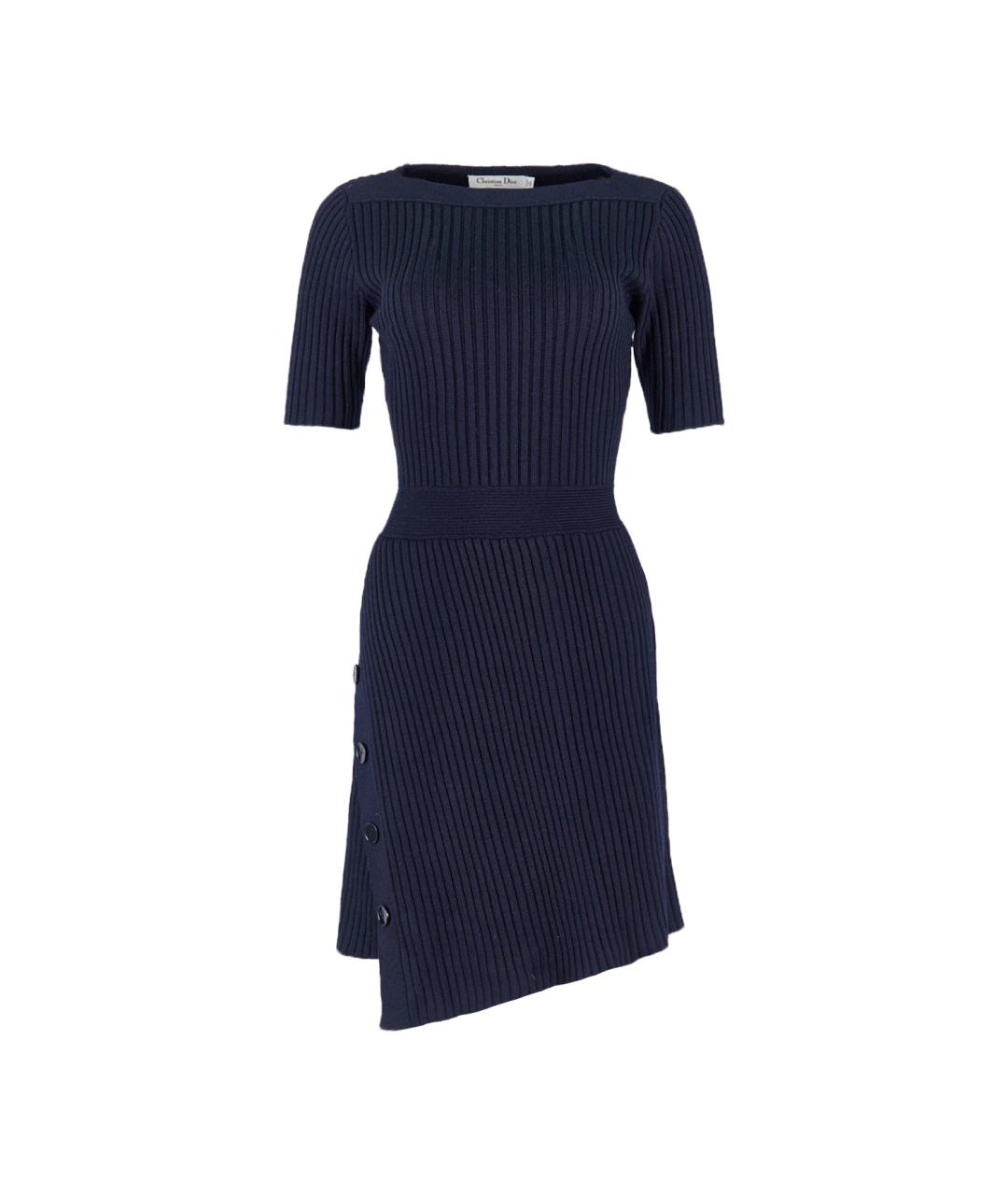 CHRISTIAN DIOR Синее шерстяное платье, фото 6