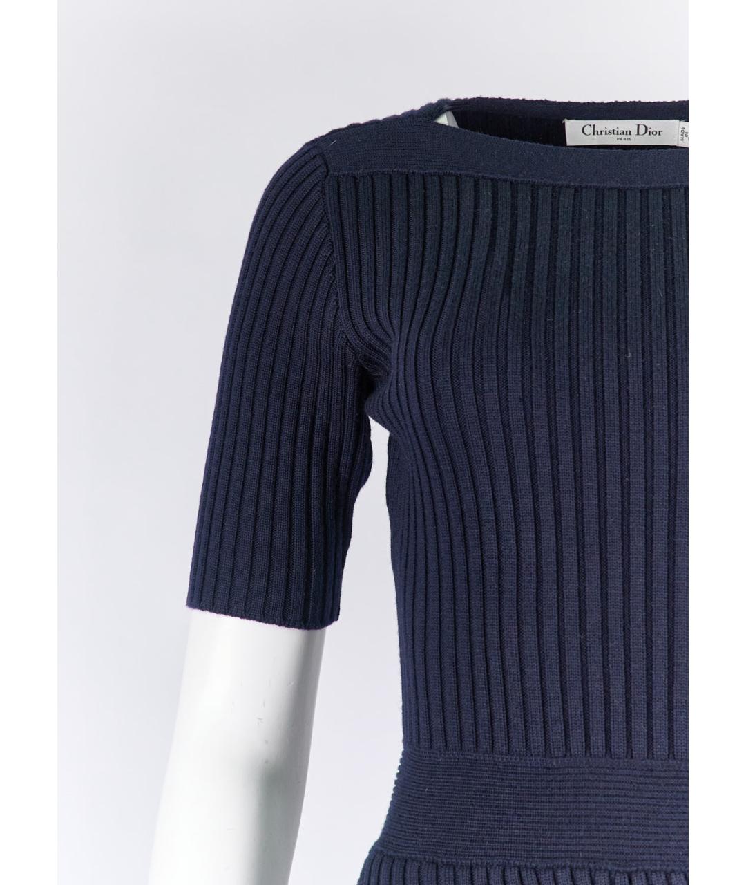 CHRISTIAN DIOR Синее шерстяное платье, фото 5