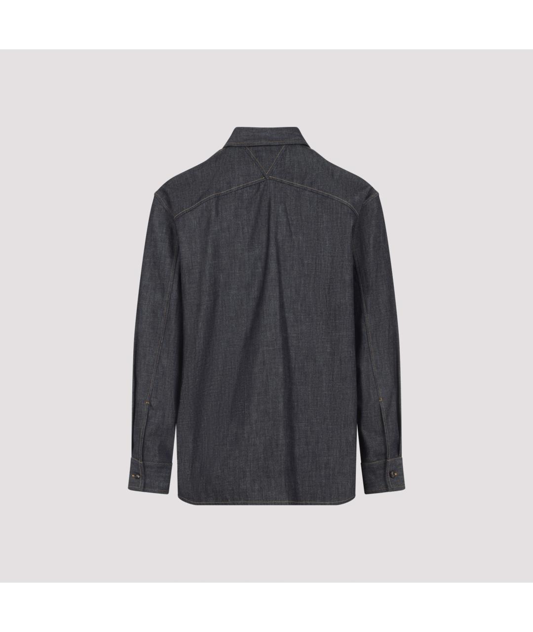 BOTTEGA VENETA Антрацитовая хлопковая кэжуал рубашка, фото 2