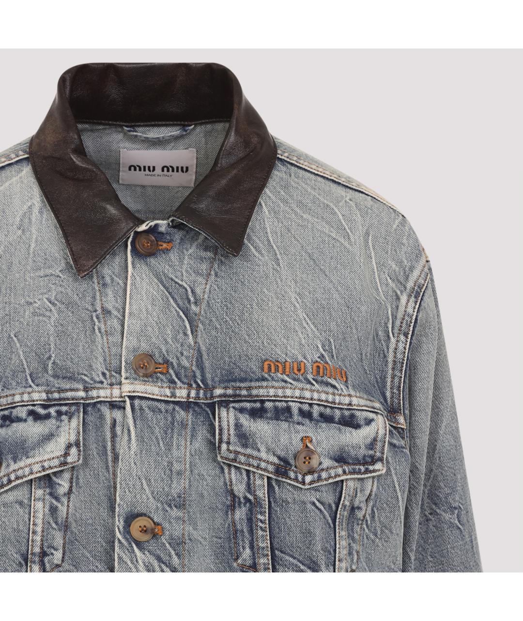 MIU MIU Голубая хлопковая куртка, фото 4