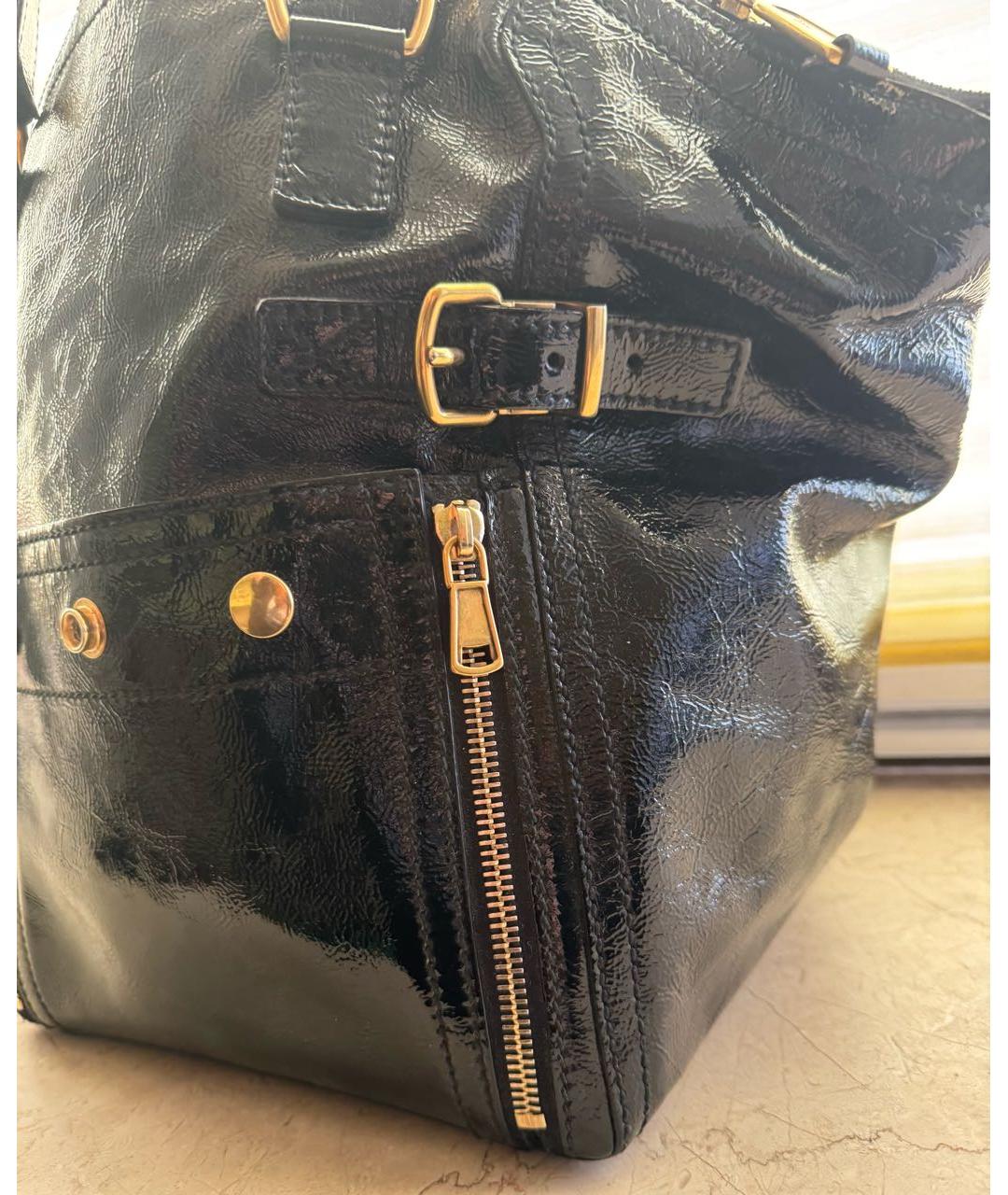 SAINT LAURENT Черная кожаная сумка с короткими ручками, фото 3