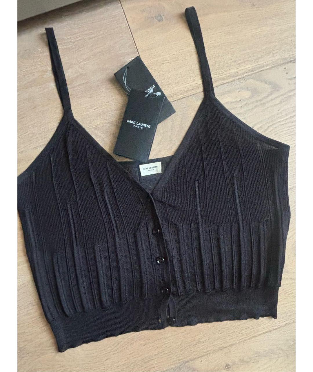 SAINT LAURENT Черная вискозная майка, фото 3