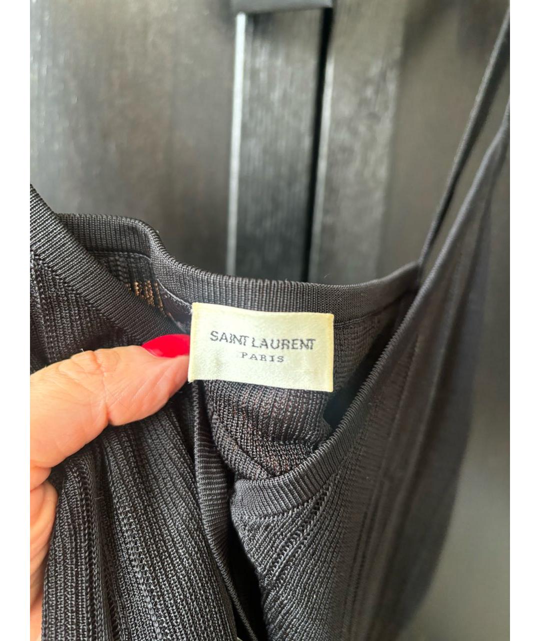SAINT LAURENT Черная вискозная майка, фото 4