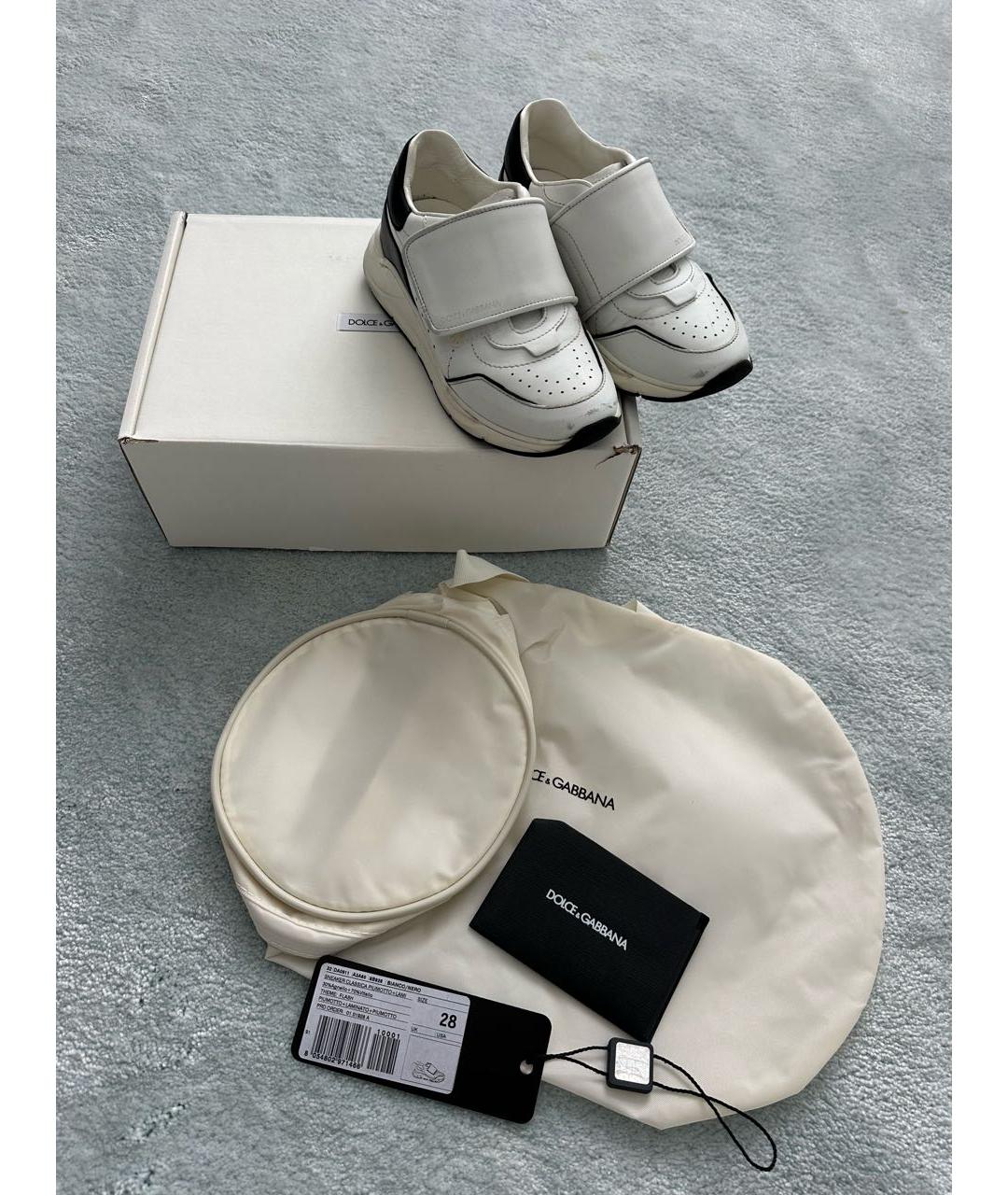 DOLCE&GABBANA Белые кожаные кеды, фото 6