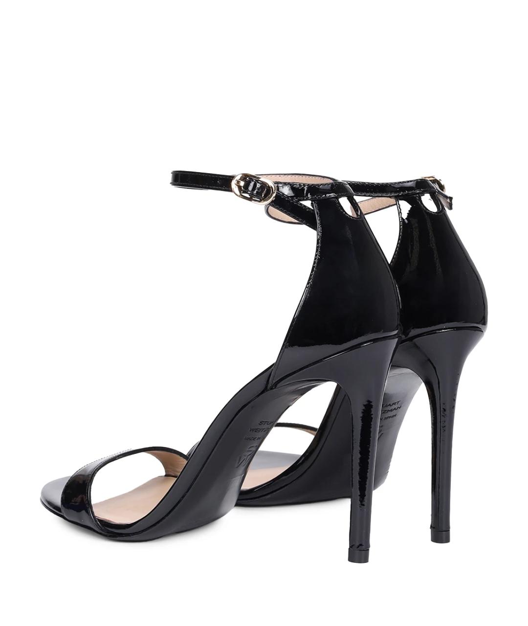 STUART WEITZMAN Черные кожаные босоножки, фото 4