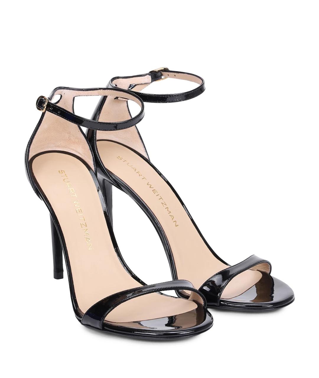 STUART WEITZMAN Черные кожаные босоножки, фото 2