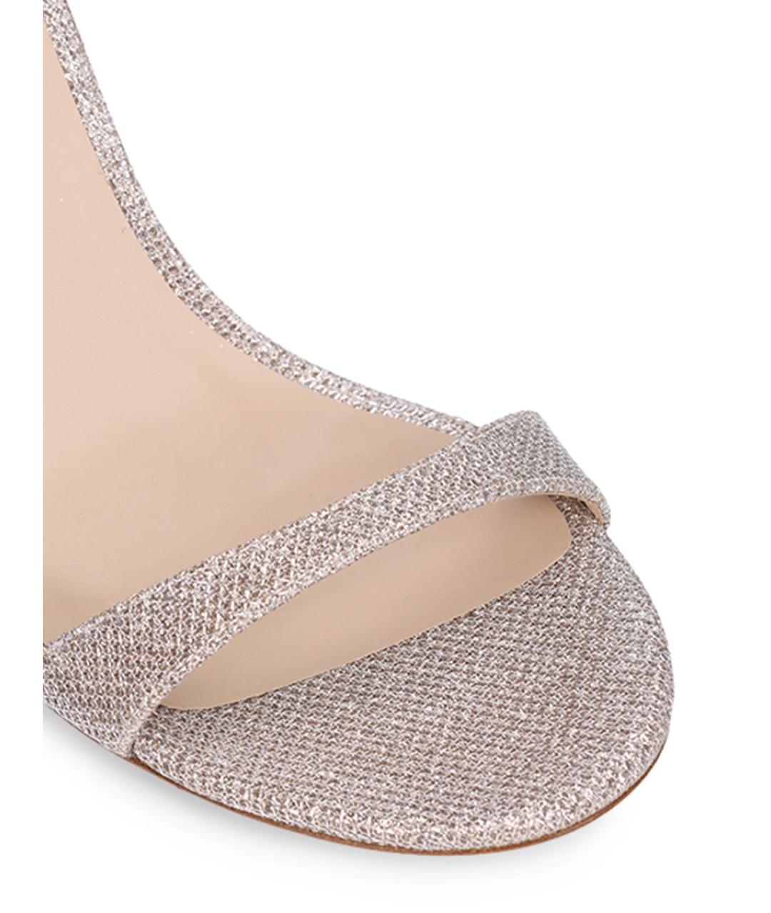STUART WEITZMAN Золотые текстильные босоножки, фото 5