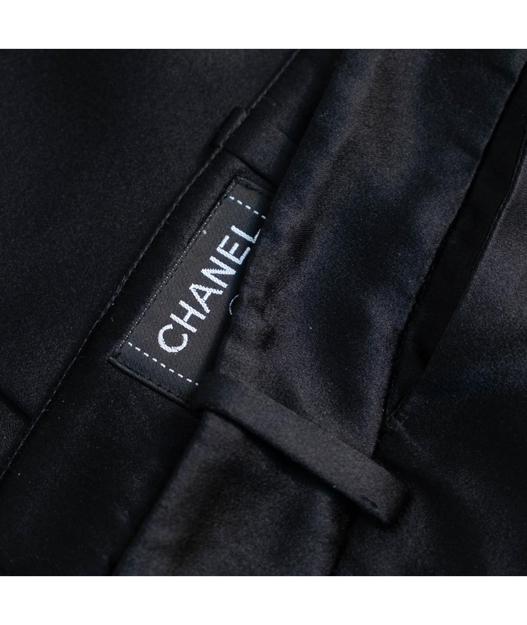 CHANEL Черные шелковые брюки широкие, фото 3
