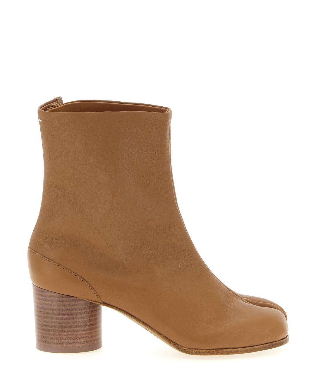 MAISON MARGIELA Бежевые кожаные ботильоны, фото 1