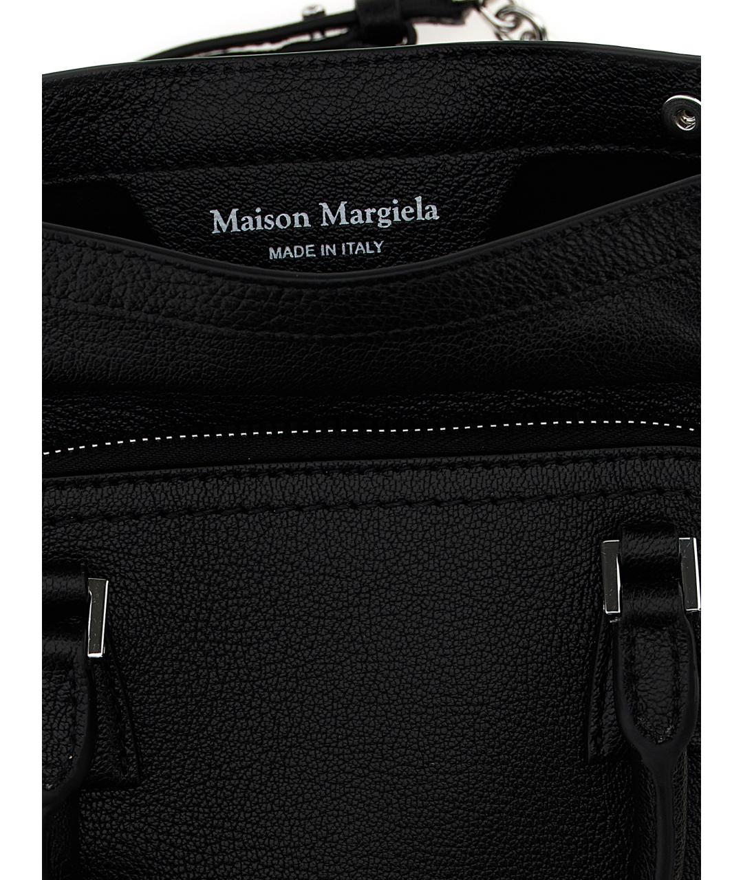 MAISON MARGIELA Черная кожаная сумка с короткими ручками, фото 4