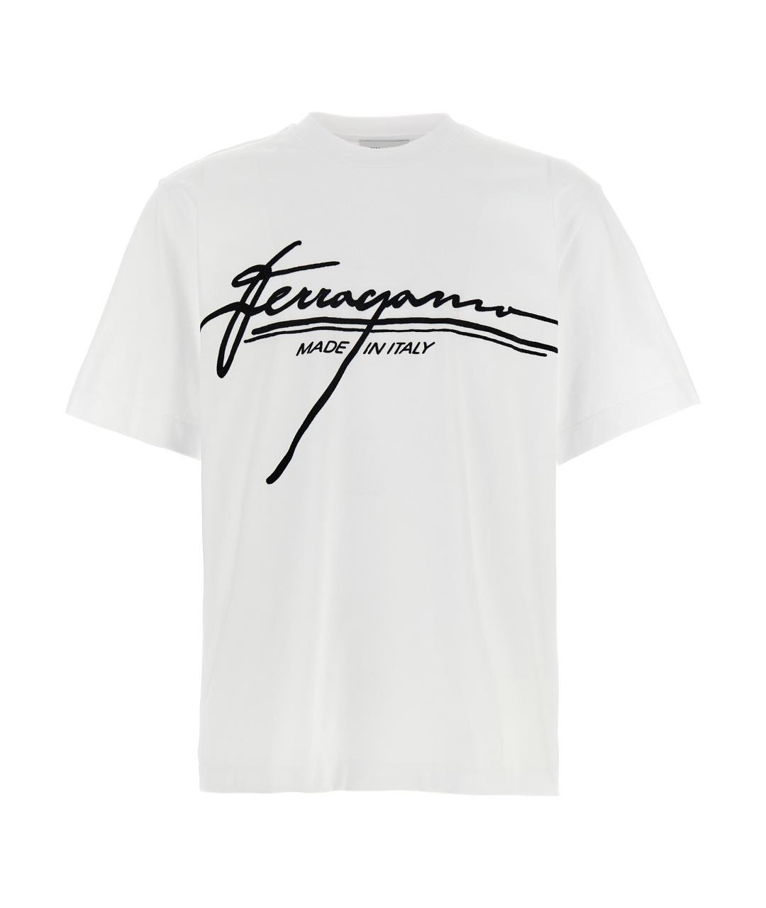 FERRAGAMO Белая хлопковая футболка, фото 1