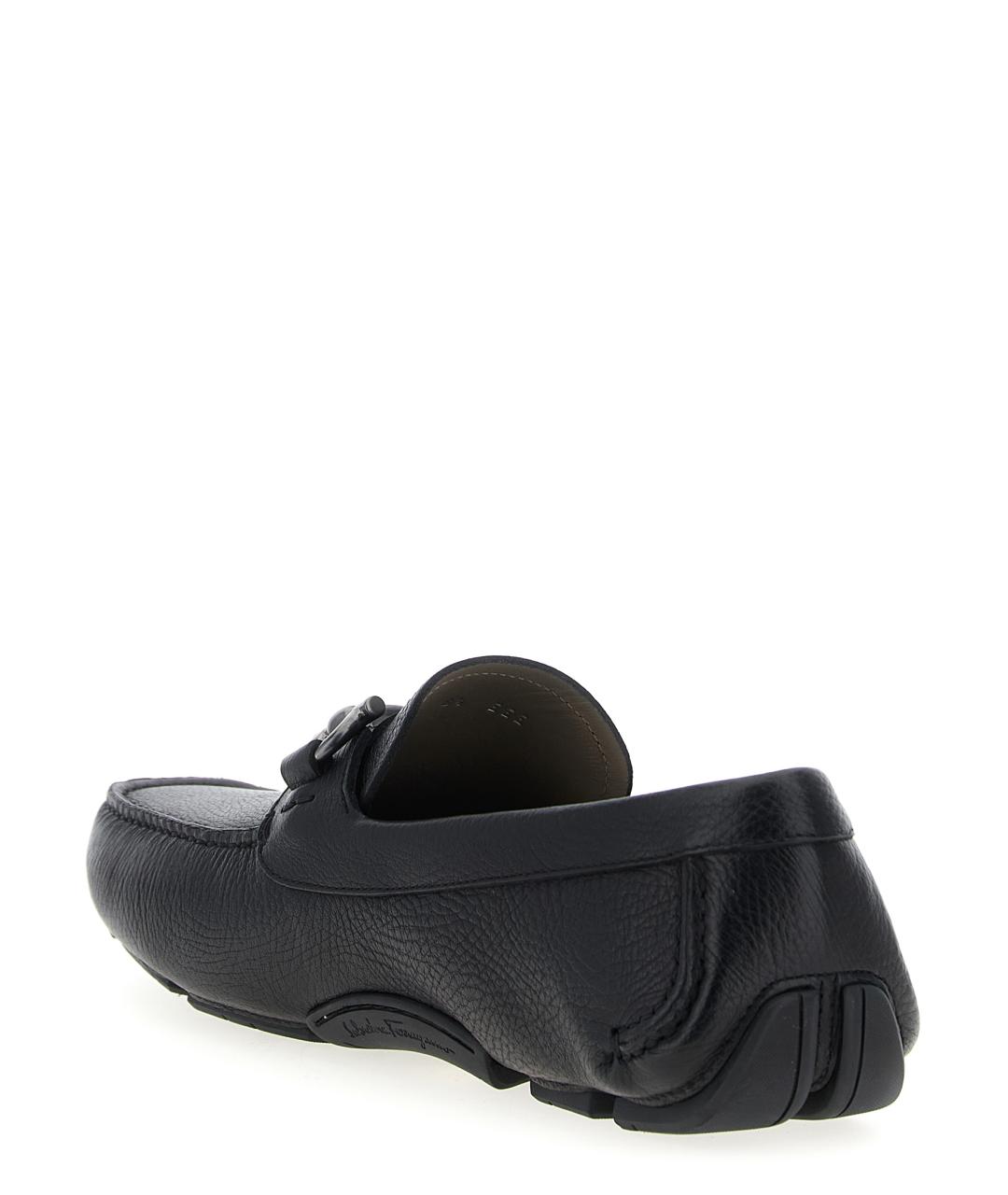 FERRAGAMO Черные кожаные лоферы, фото 3