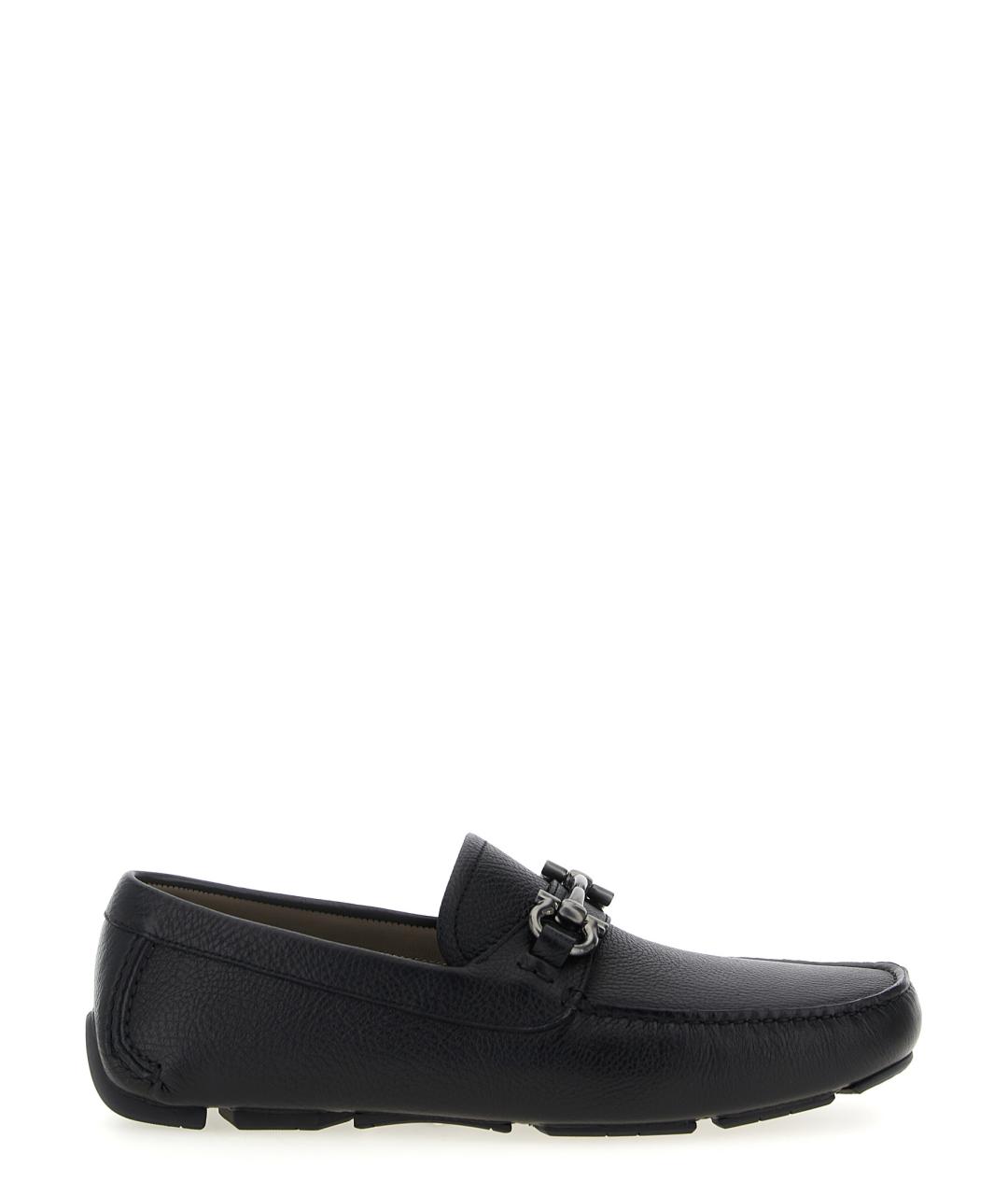 FERRAGAMO Черные кожаные лоферы, фото 1