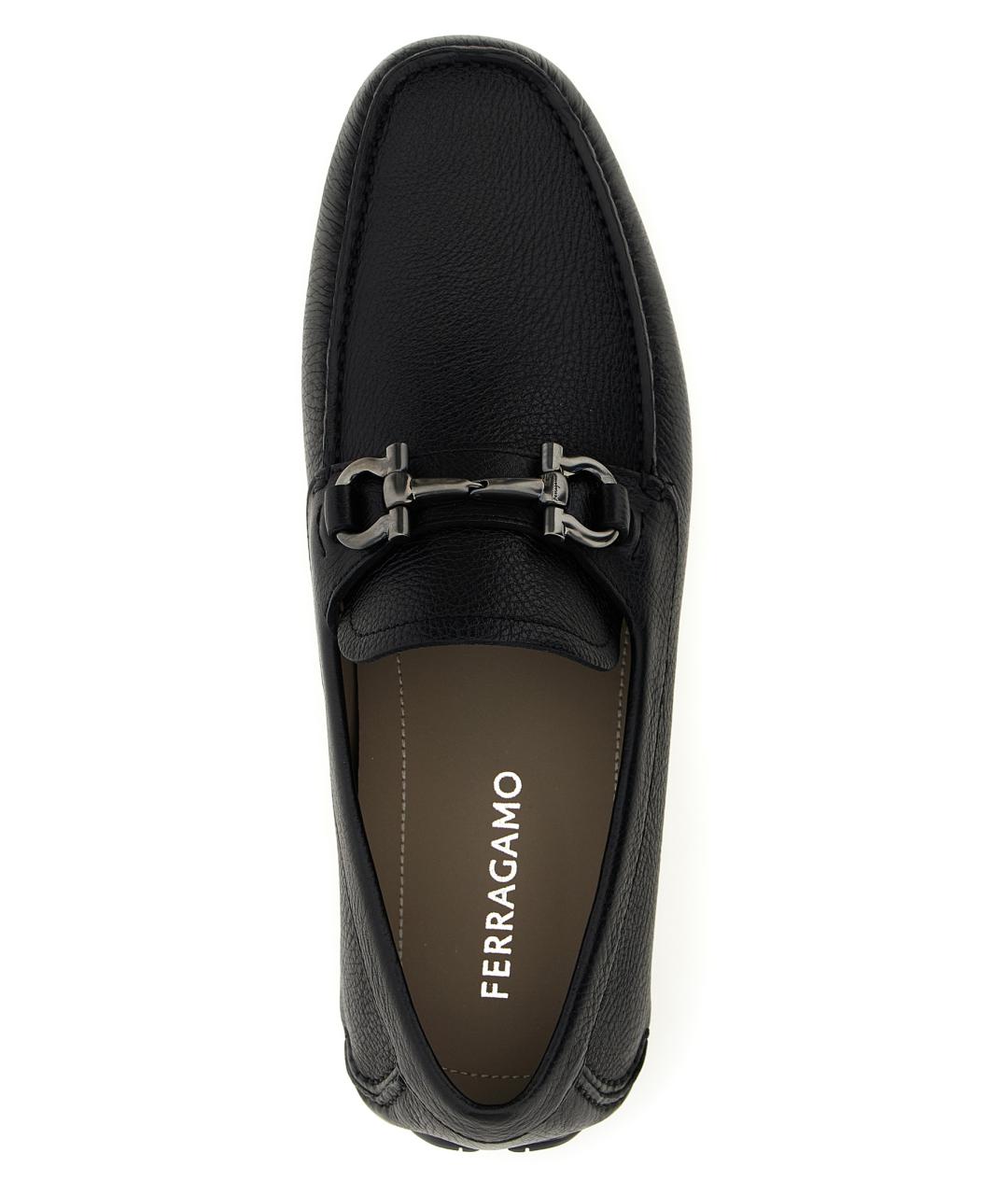 FERRAGAMO Черные кожаные лоферы, фото 4
