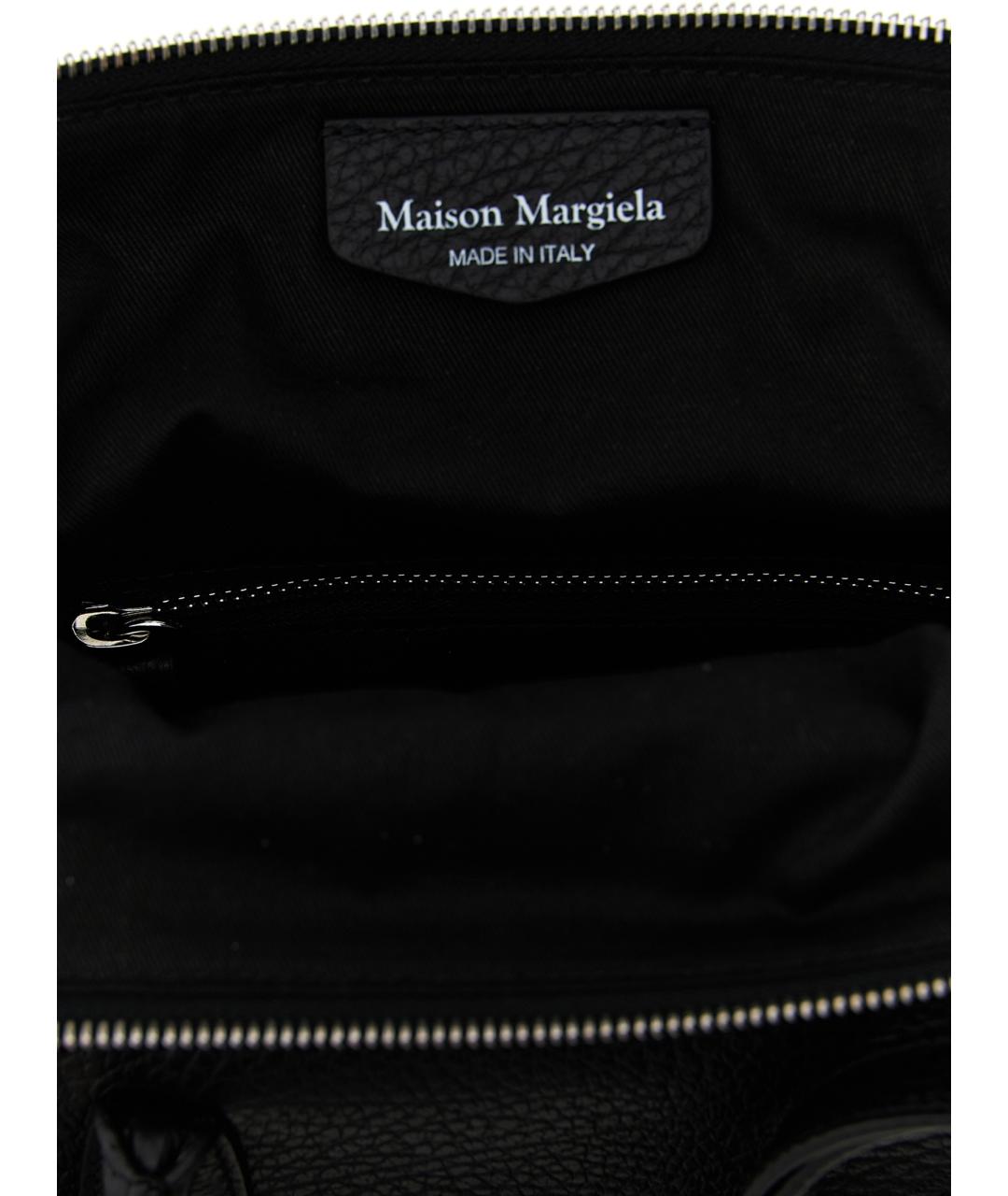 MAISON MARGIELA Черная кожаная сумка с короткими ручками, фото 4