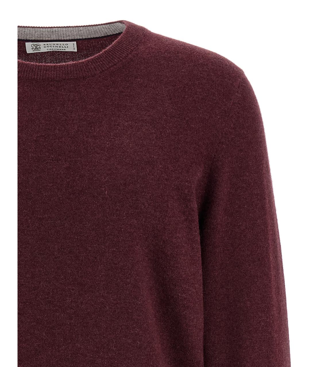 BRUNELLO CUCINELLI Бордовый кашемировый джемпер / свитер, фото 3