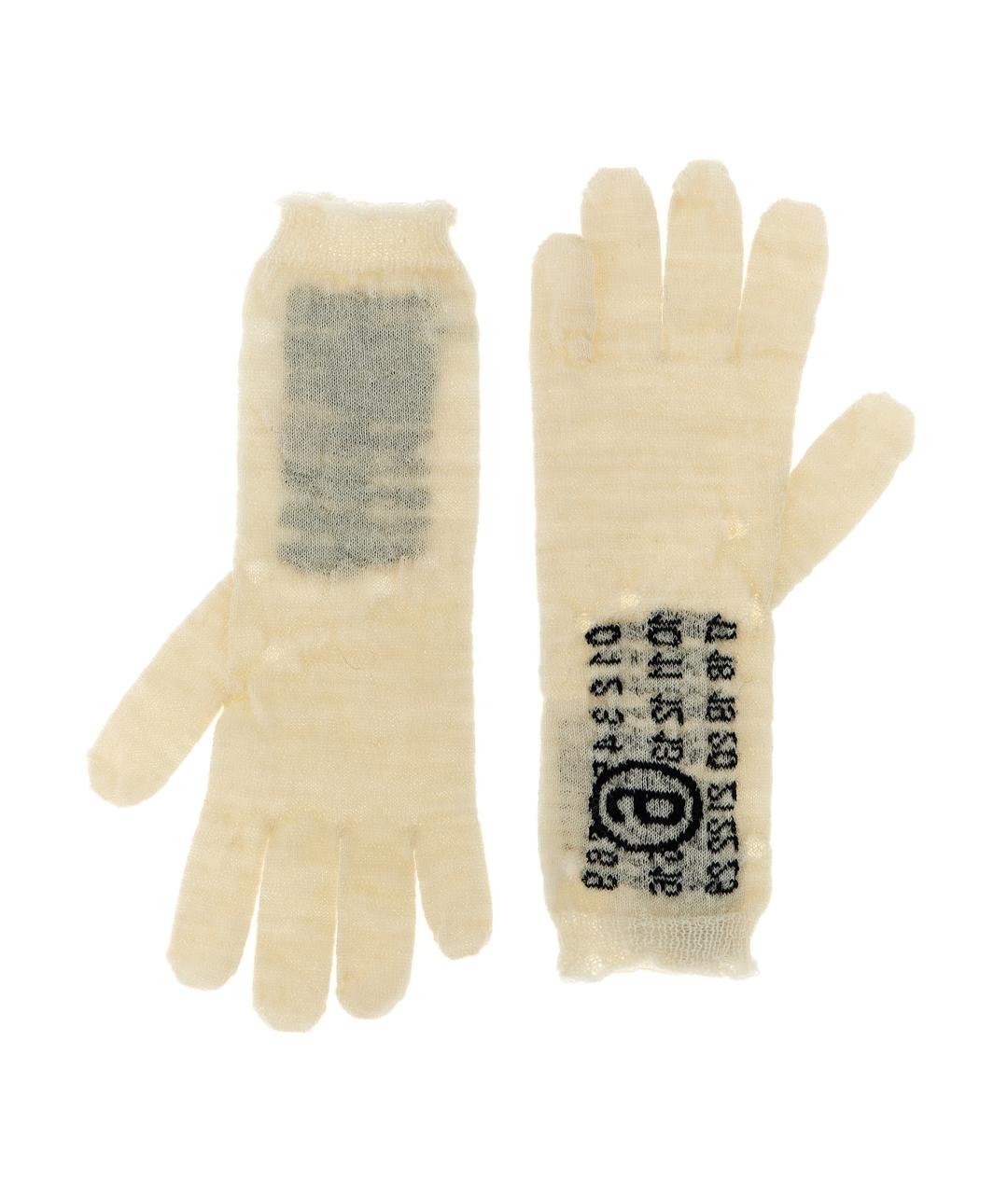 MM6 MAISON MARGIELA Бежевые шерстяные перчатки, фото 2
