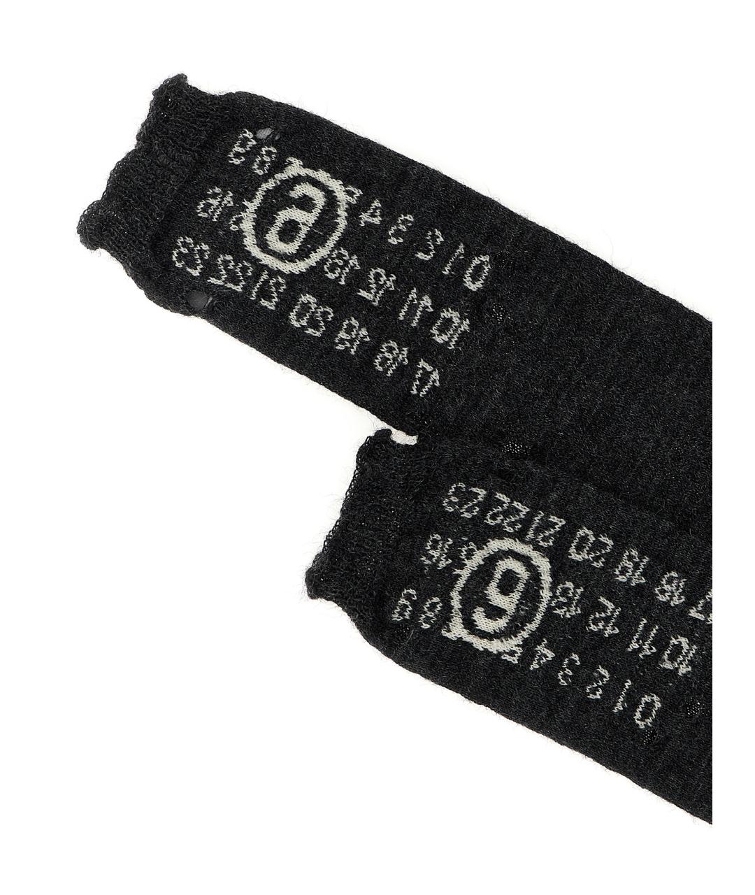 MM6 MAISON MARGIELA Черные шерстяные перчатки, фото 3