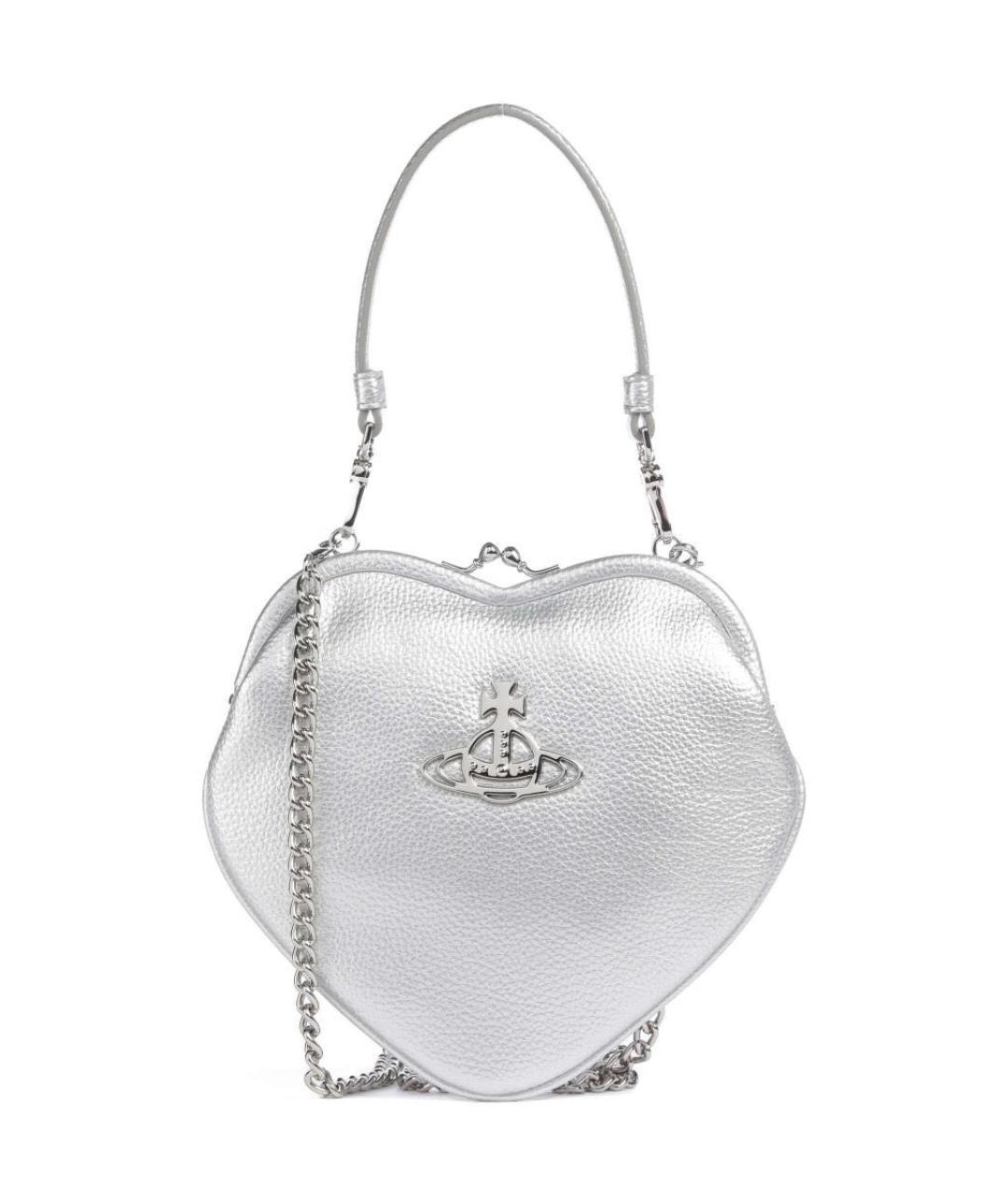 VIVIENNE WESTWOOD Серебряная сумка с короткими ручками из искусственной кожи, фото 1