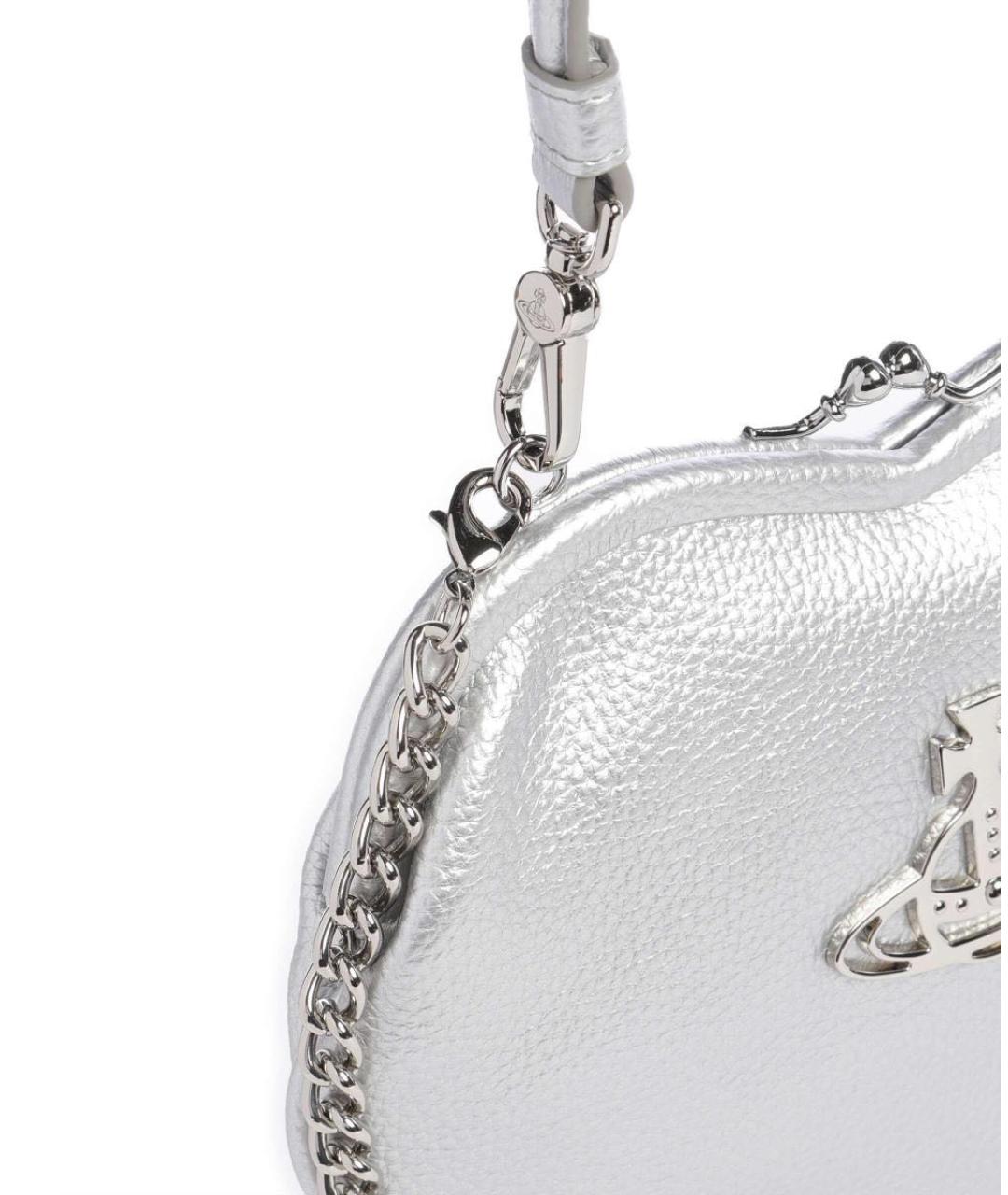 VIVIENNE WESTWOOD Серебряная сумка с короткими ручками из искусственной кожи, фото 4