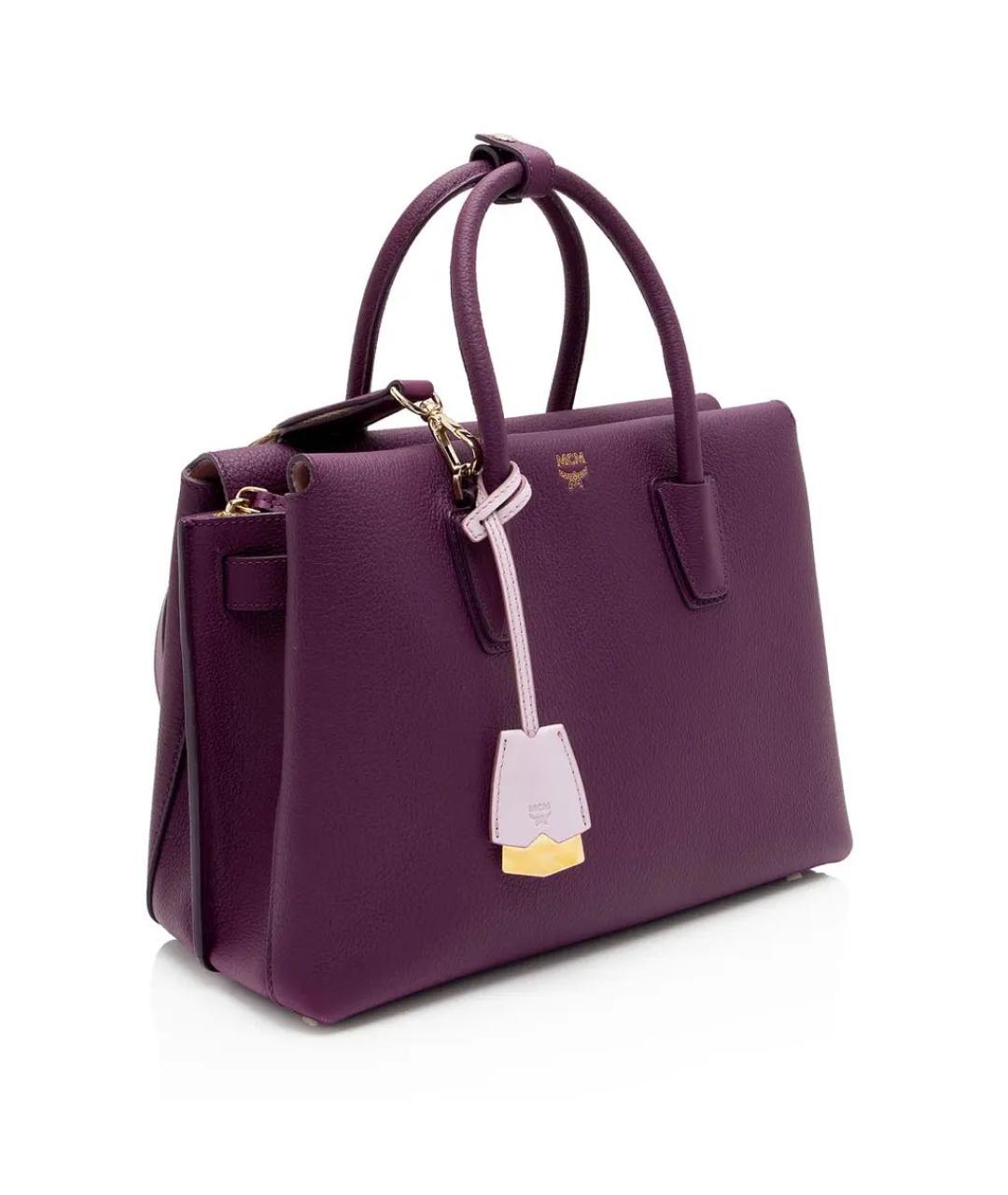 MCM Фиолетовая кожаная сумка тоут, фото 2