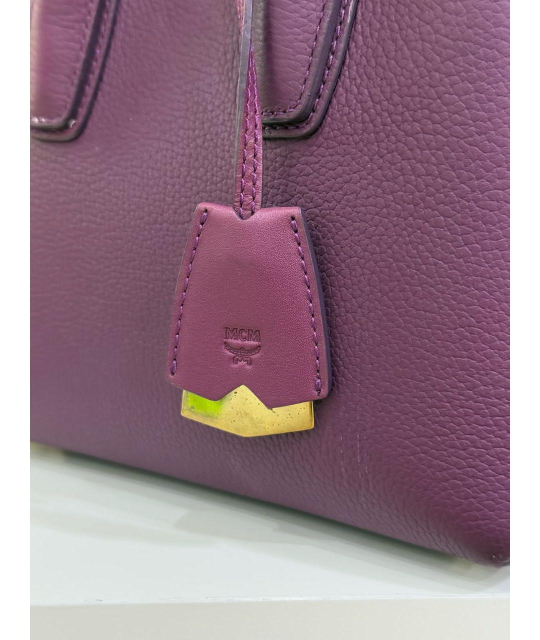 MCM Фиолетовая кожаная сумка тоут, фото 5