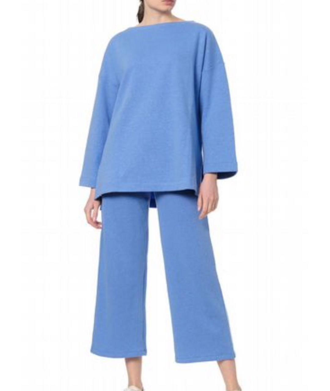 MAX MARA Голубой хлопковый костюм с брюками, фото 5