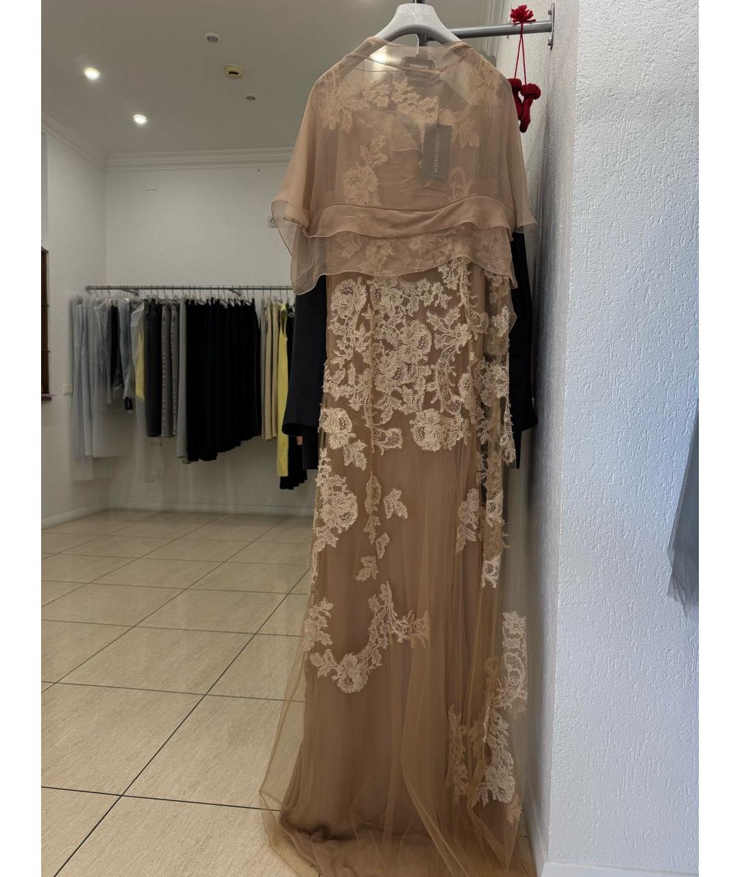 ALBERTA FERRETTI Бежевое шелковое вечернее платье, фото 2