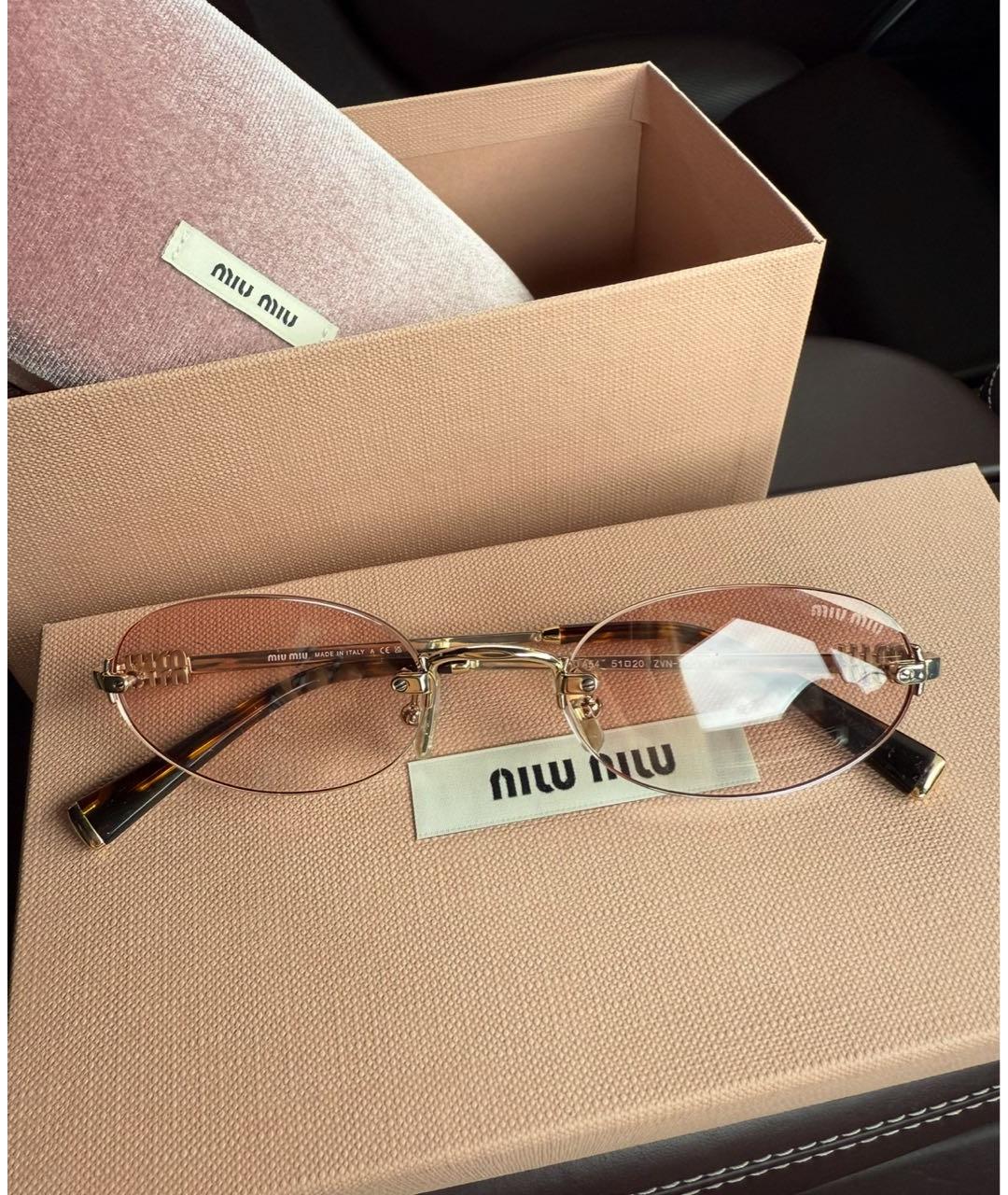 MIU MIU Розовые металлические солнцезащитные очки, фото 5