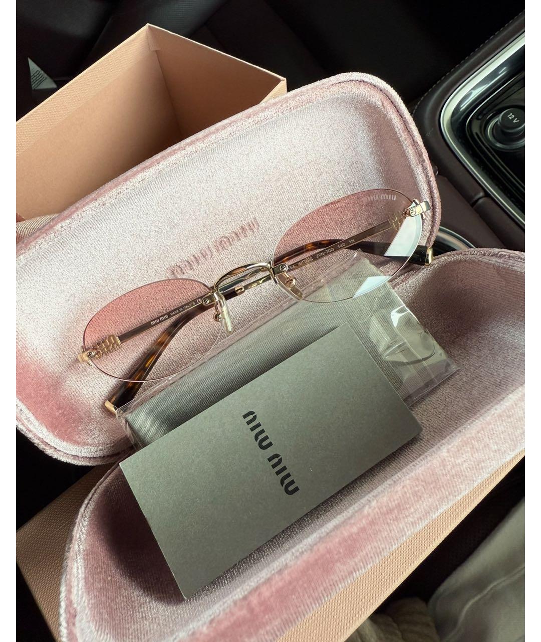 MIU MIU Розовые металлические солнцезащитные очки, фото 4