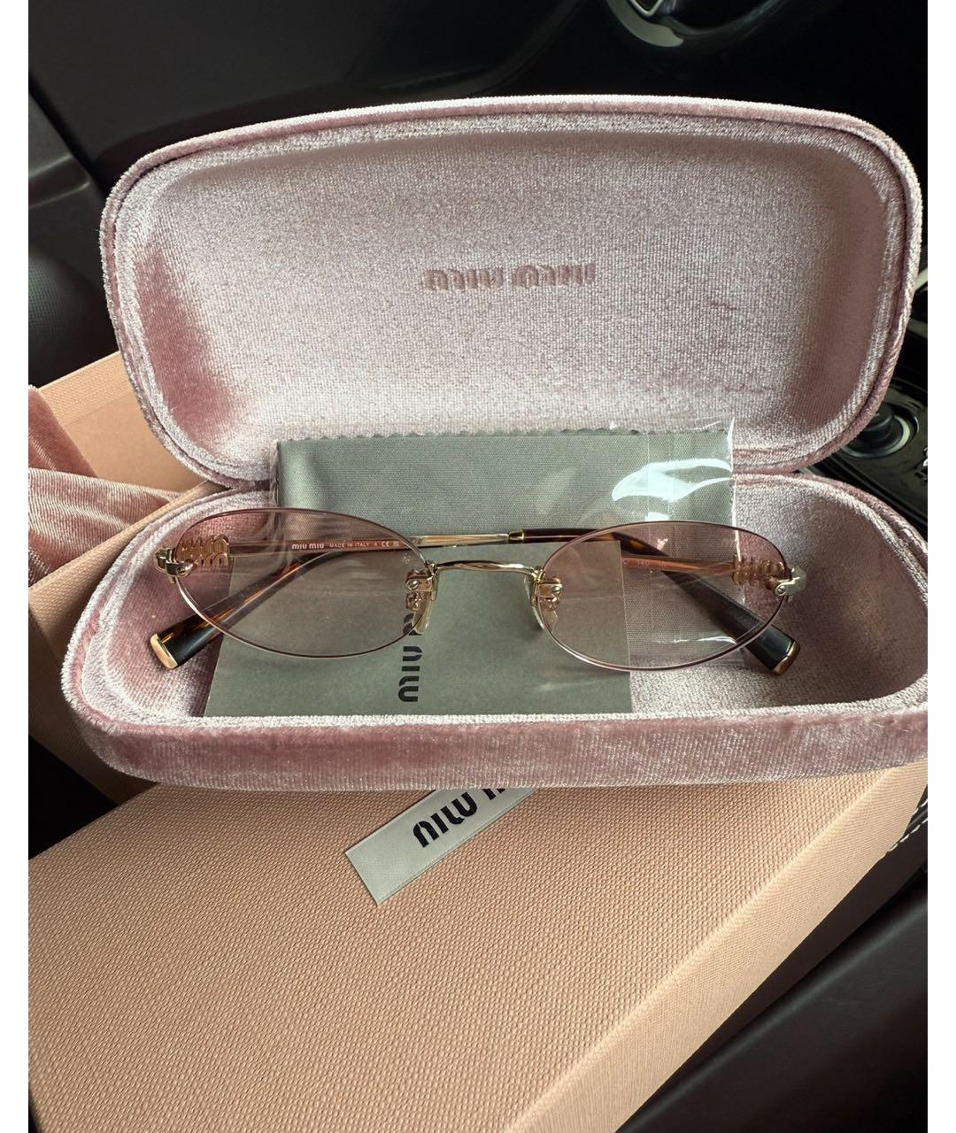 MIU MIU Розовые металлические солнцезащитные очки, фото 3