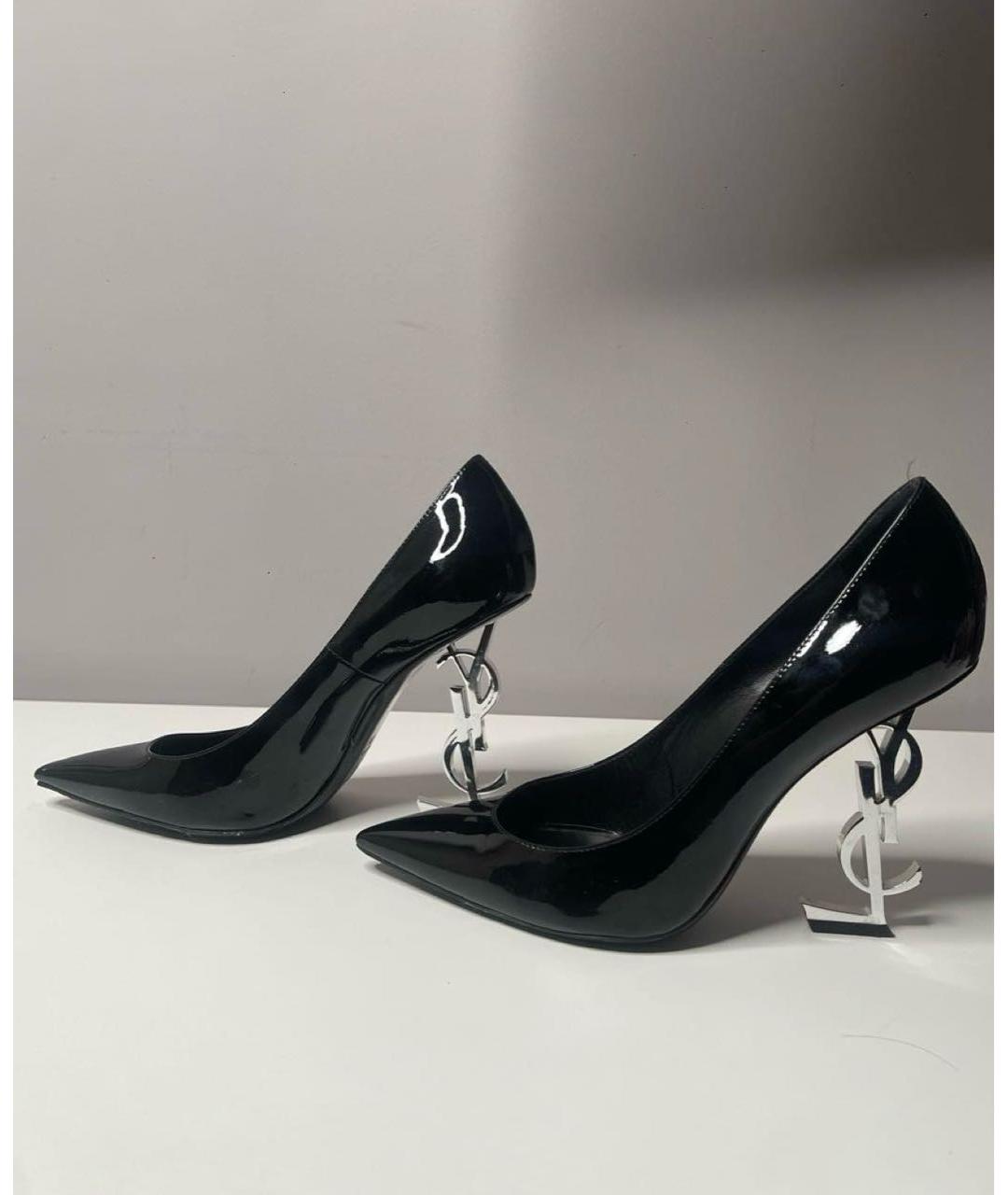 SAINT LAURENT Черные туфли из лакированной кожи, фото 2