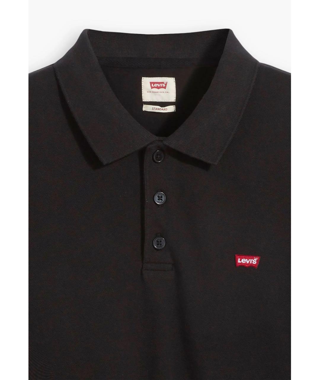 LEVI'S Черное хлопковое поло с коротким рукавом, фото 2