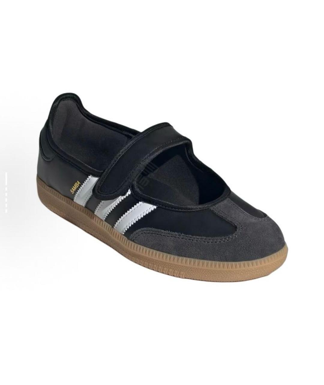 ADIDAS Черные кожаные кроссовки, фото 3