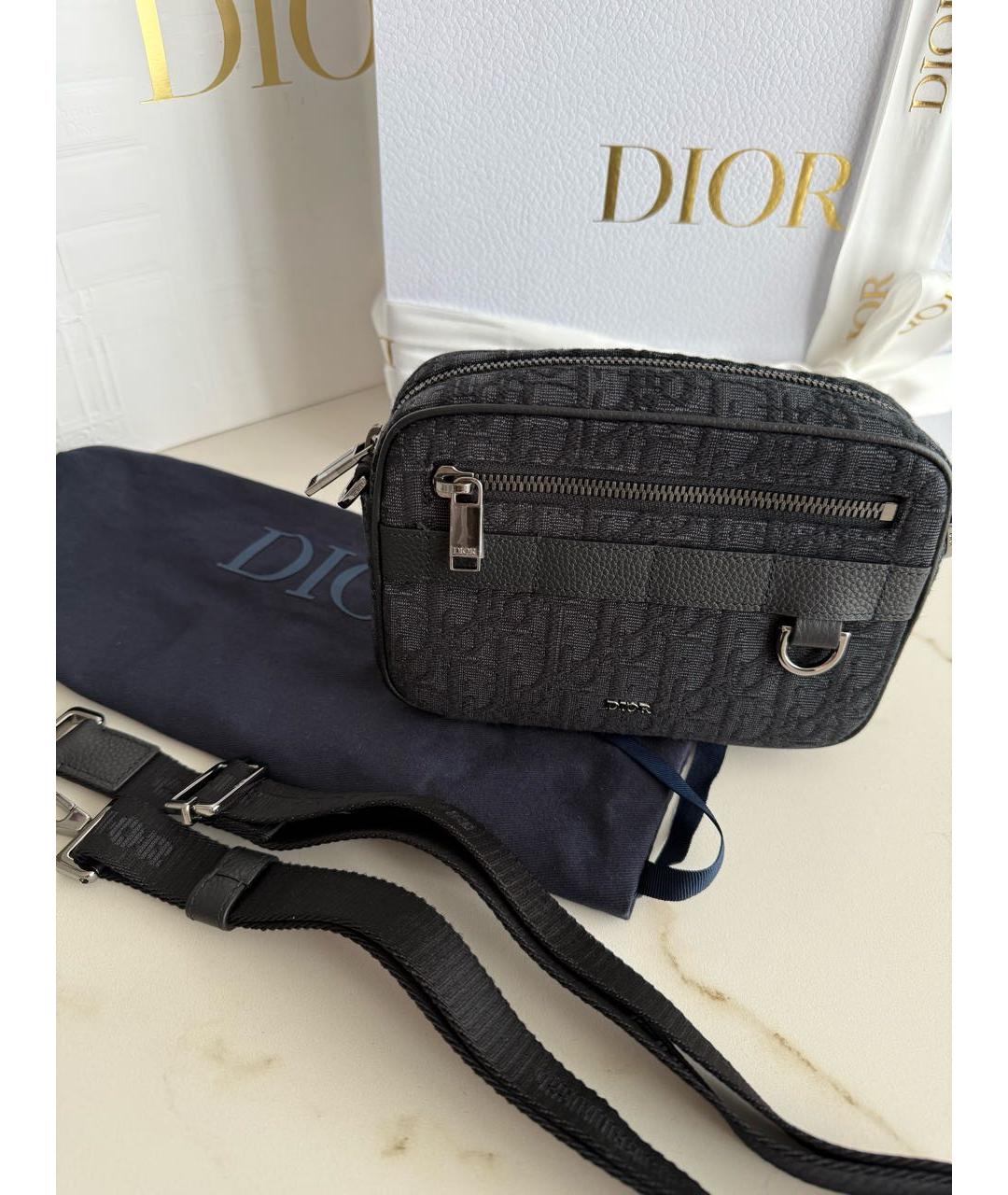 CHRISTIAN DIOR Черная жаккардовая сумка на плечо, фото 3