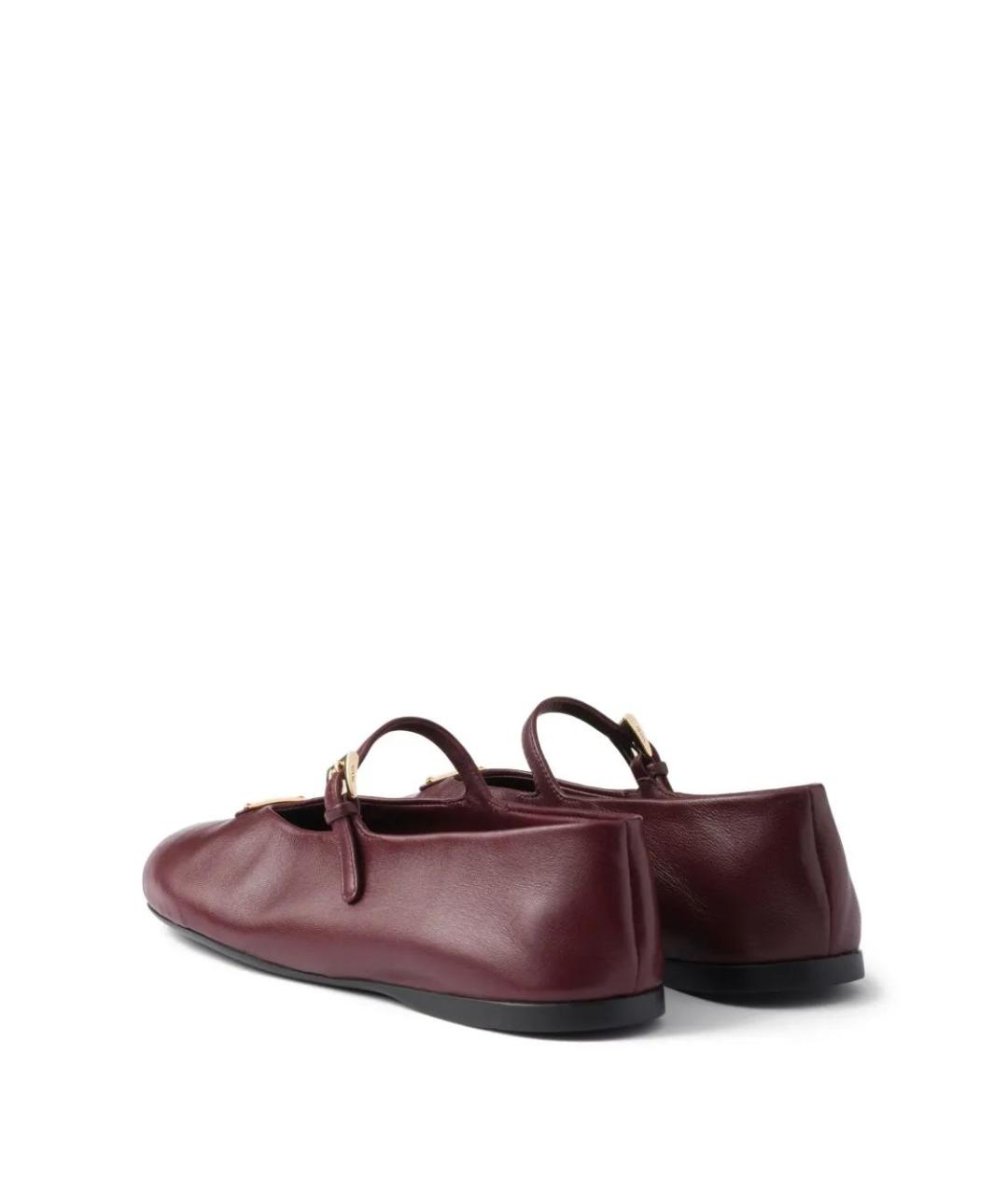 PRADA Бордовые кожаные балетки, фото 3