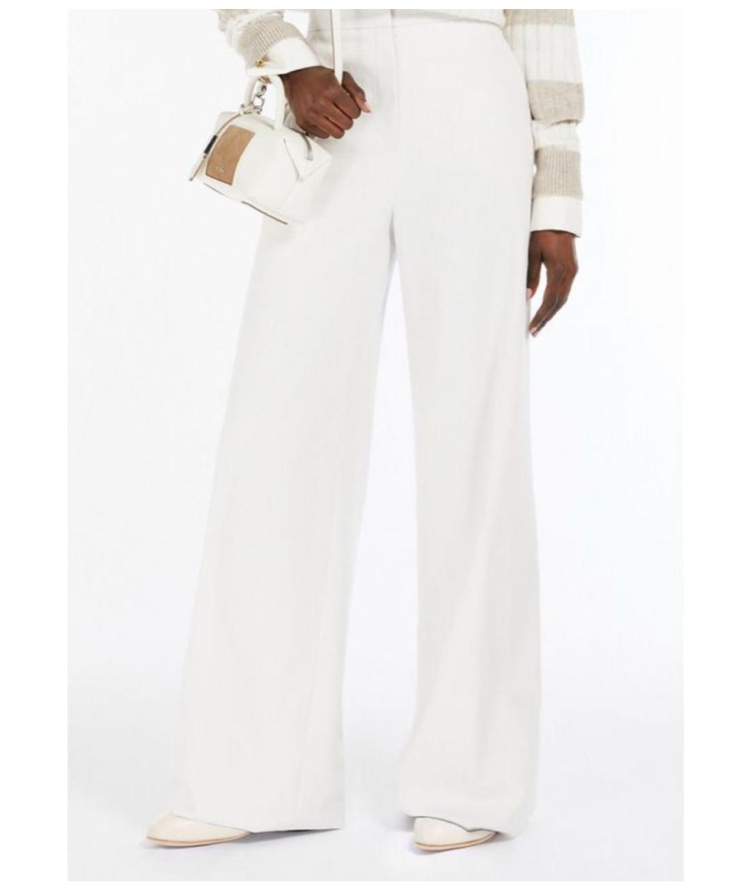 MAX MARA Белые хлопковые брюки широкие, фото 4
