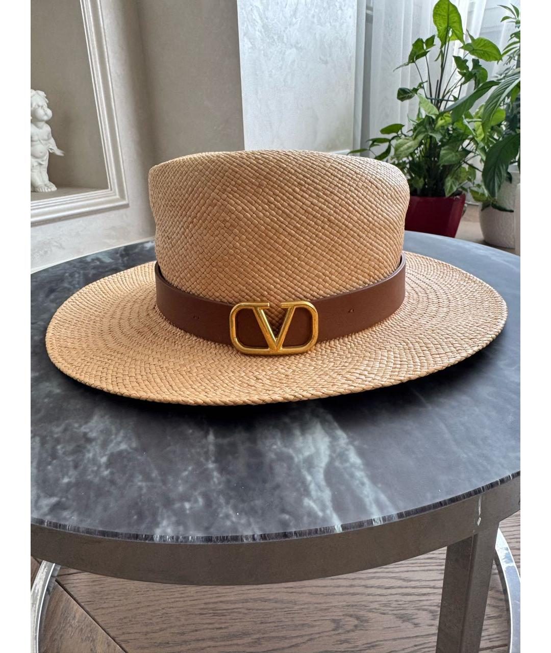 VALENTINO Бежевая соломенная шляпа, фото 4