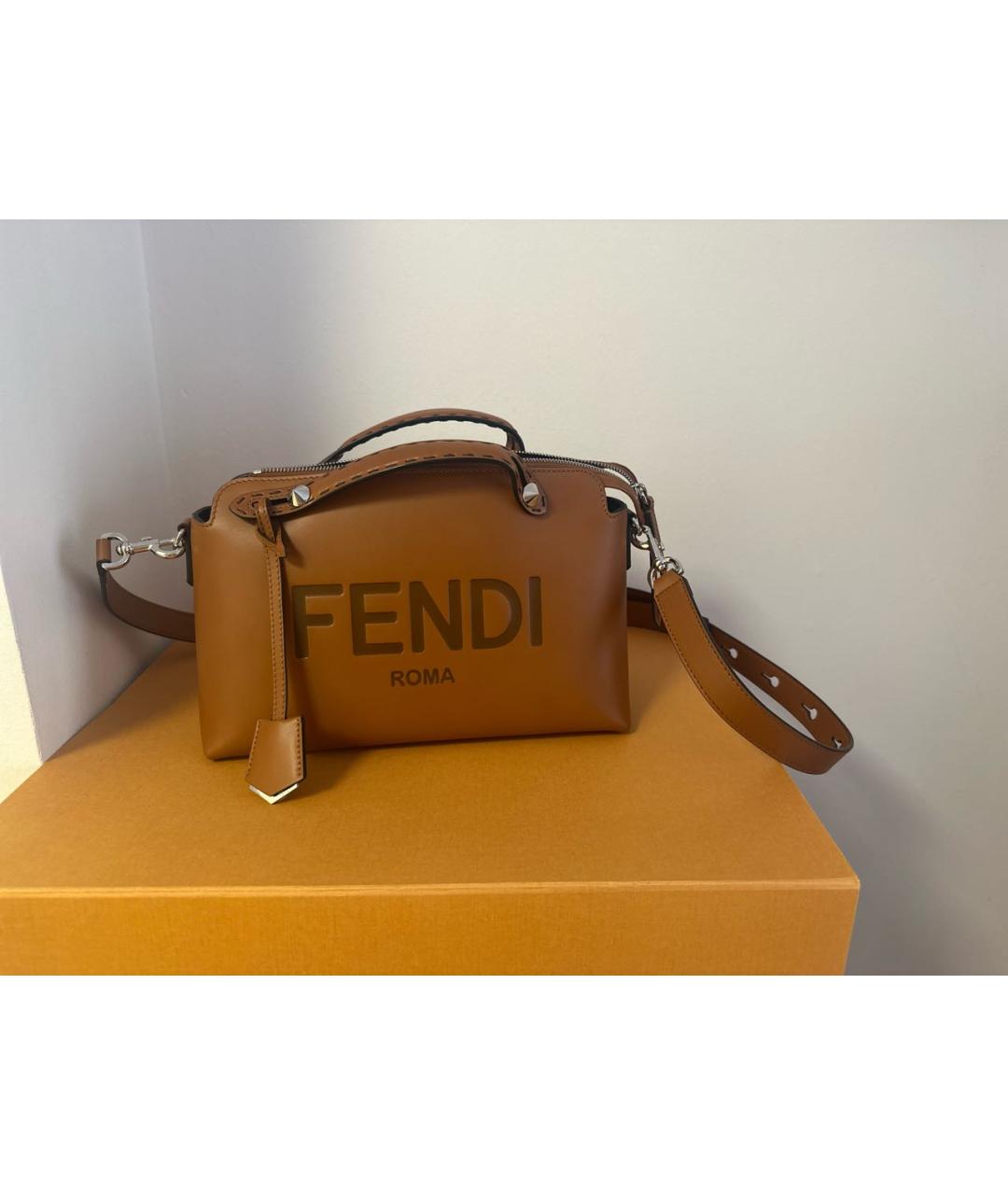 FENDI Коричневая кожаная сумка тоут, фото 8