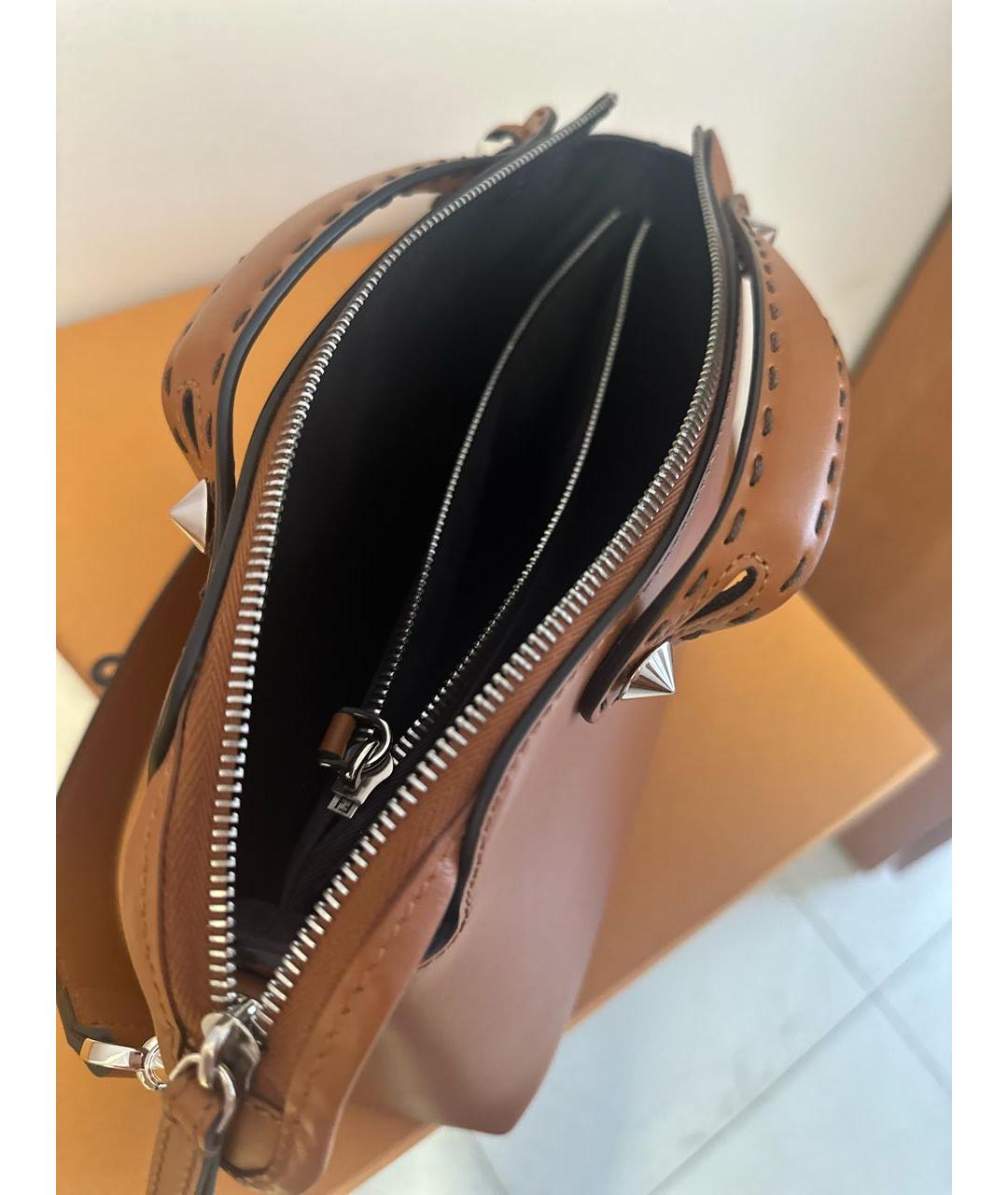FENDI Коричневая кожаная сумка тоут, фото 4