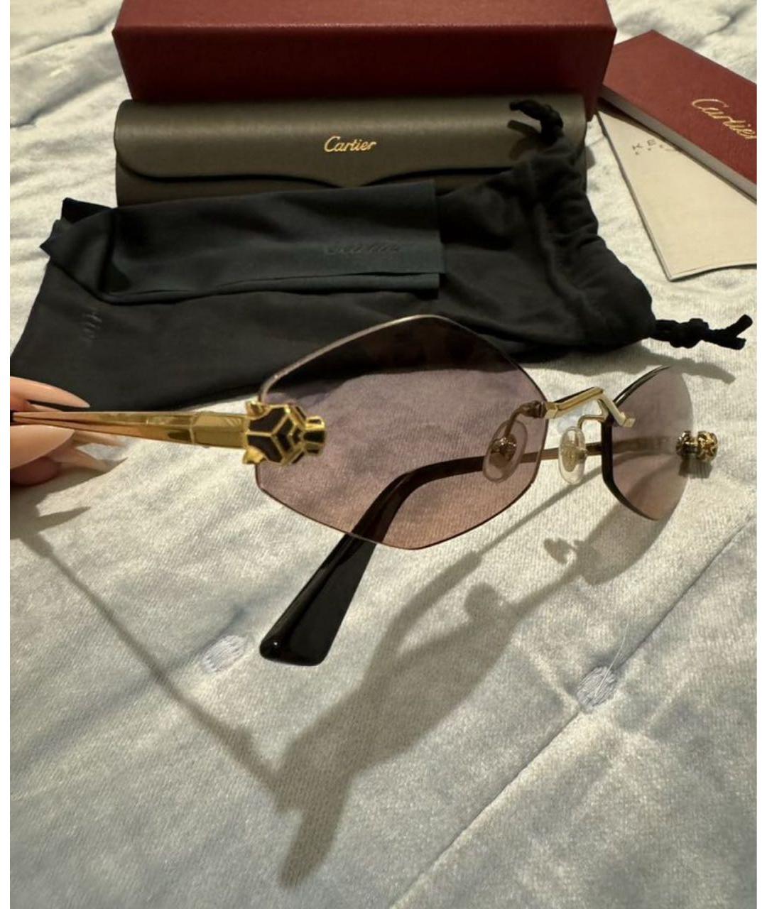 CARTIER Фиолетовые металлические солнцезащитные очки, фото 3