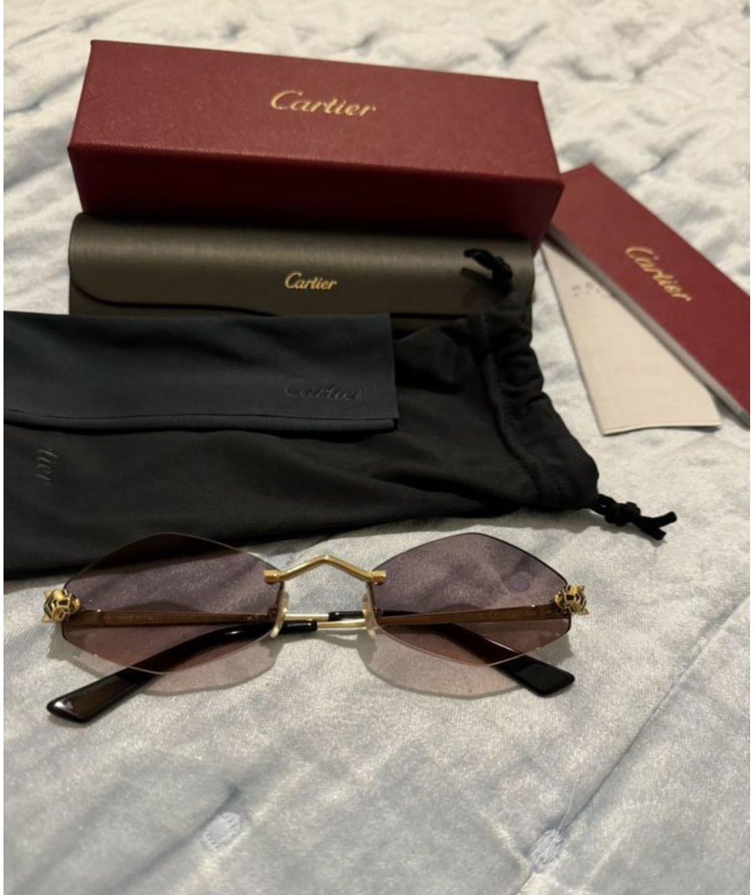 CARTIER Фиолетовые металлические солнцезащитные очки, фото 4