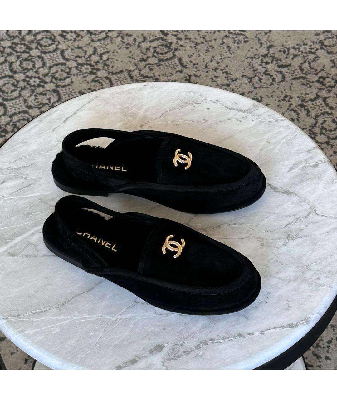 CHANEL Черные замшевые лоферы, фото 3