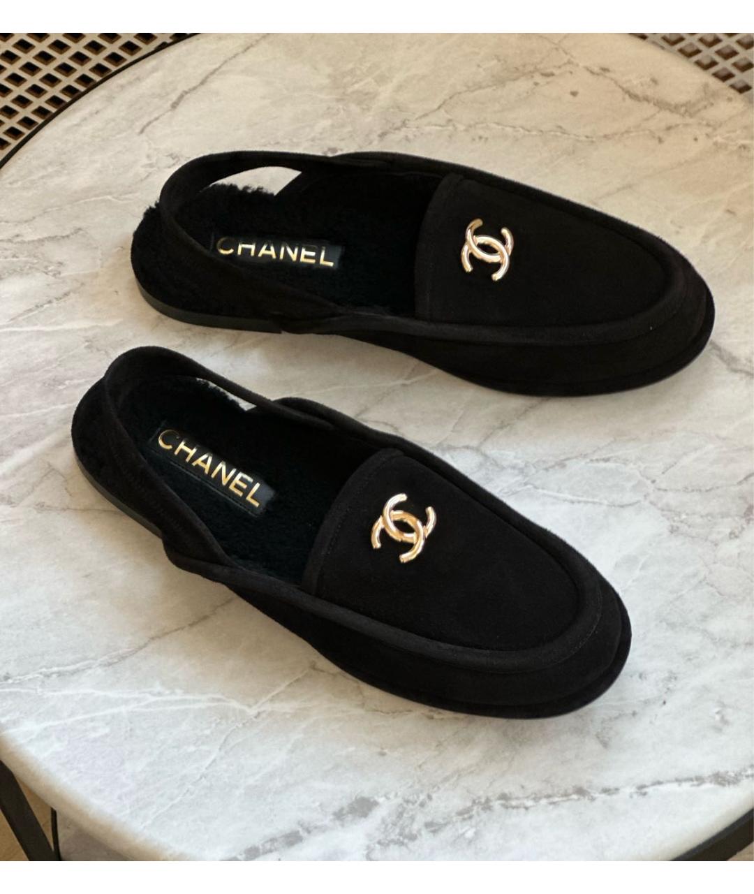CHANEL Черные замшевые лоферы, фото 2
