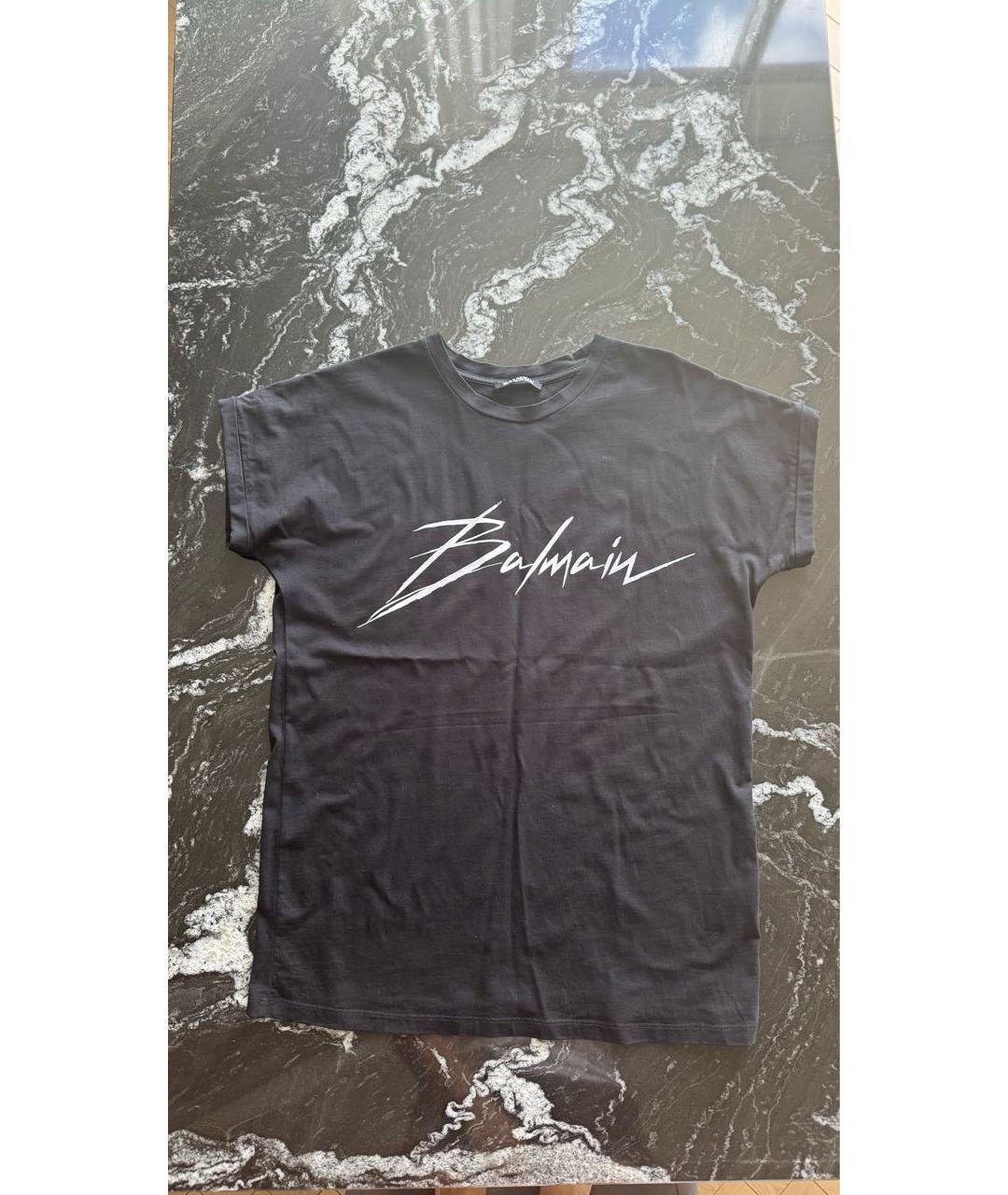 BALMAIN Черная хлопковая футболка, фото 9