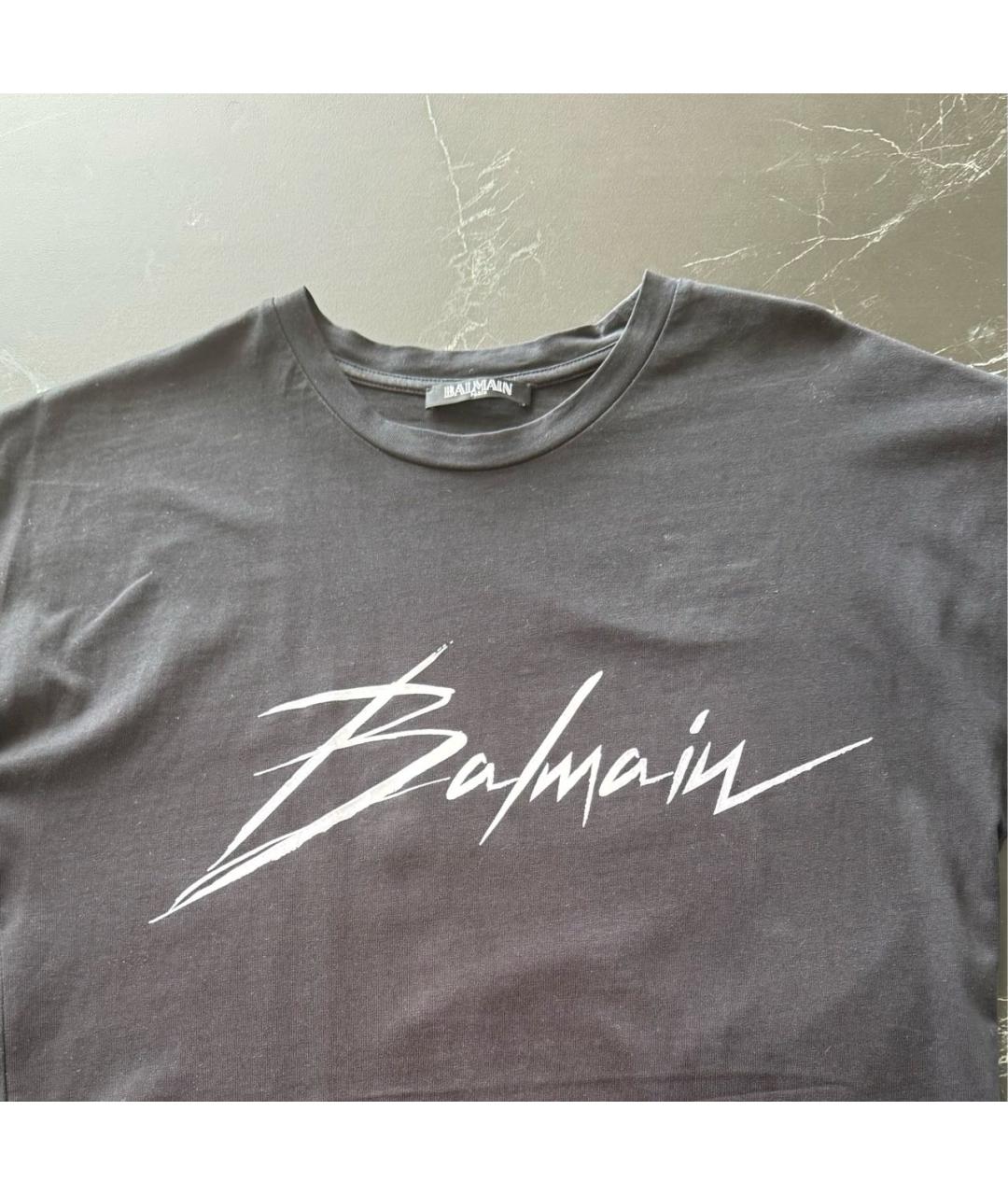 BALMAIN Черная хлопковая футболка, фото 3