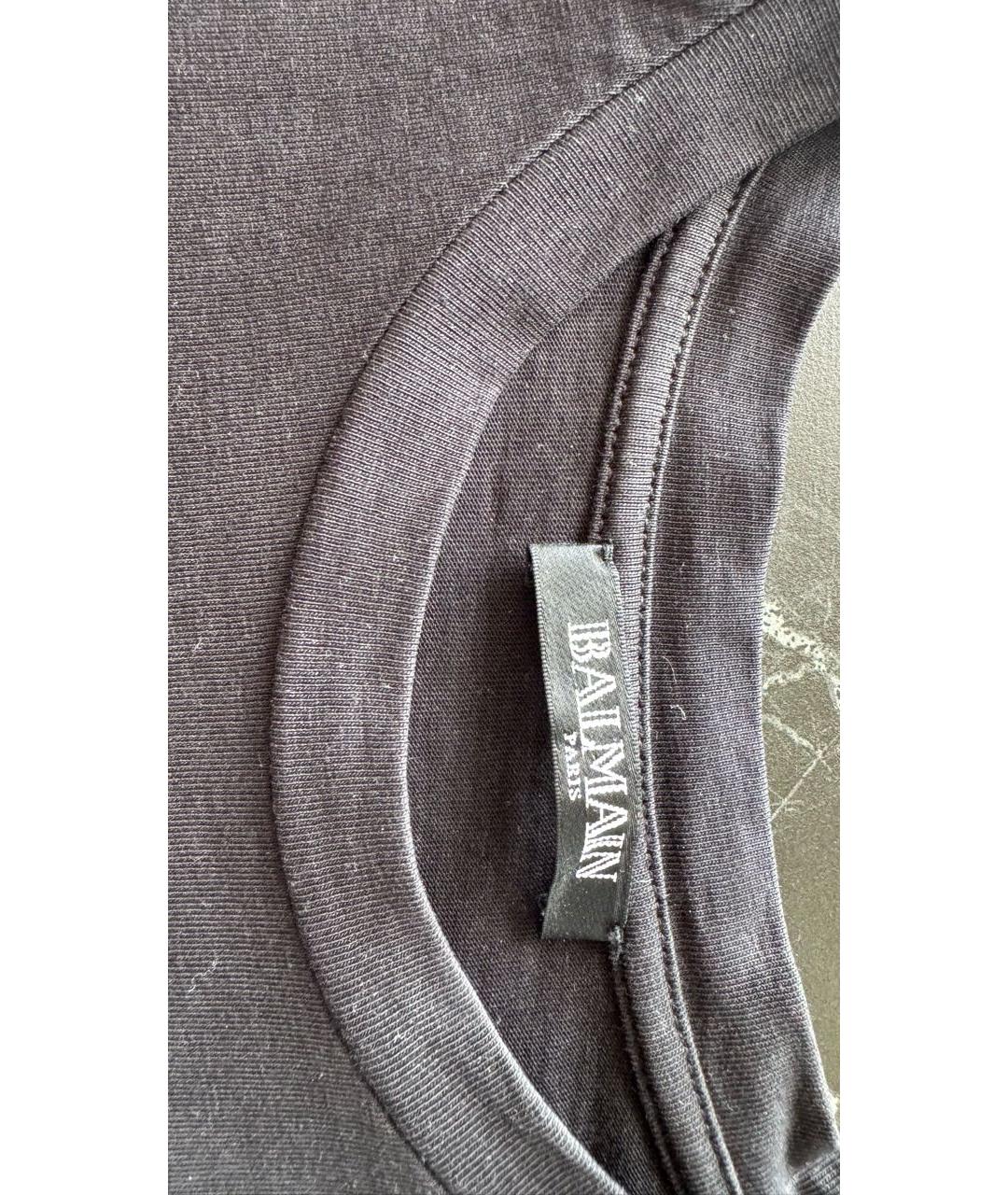 BALMAIN Черная хлопковая футболка, фото 4